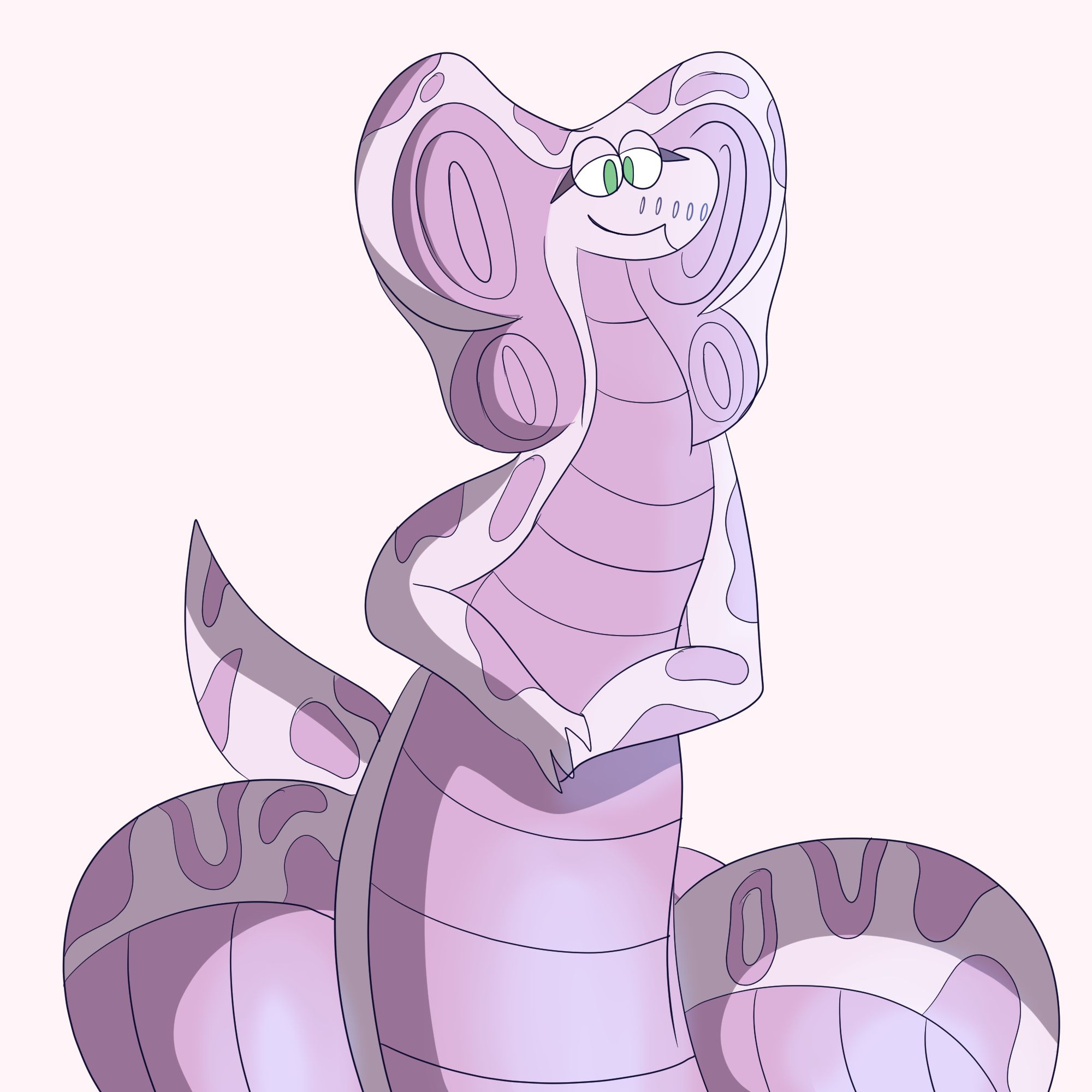 white and pink colored python with a hood like a cobra's