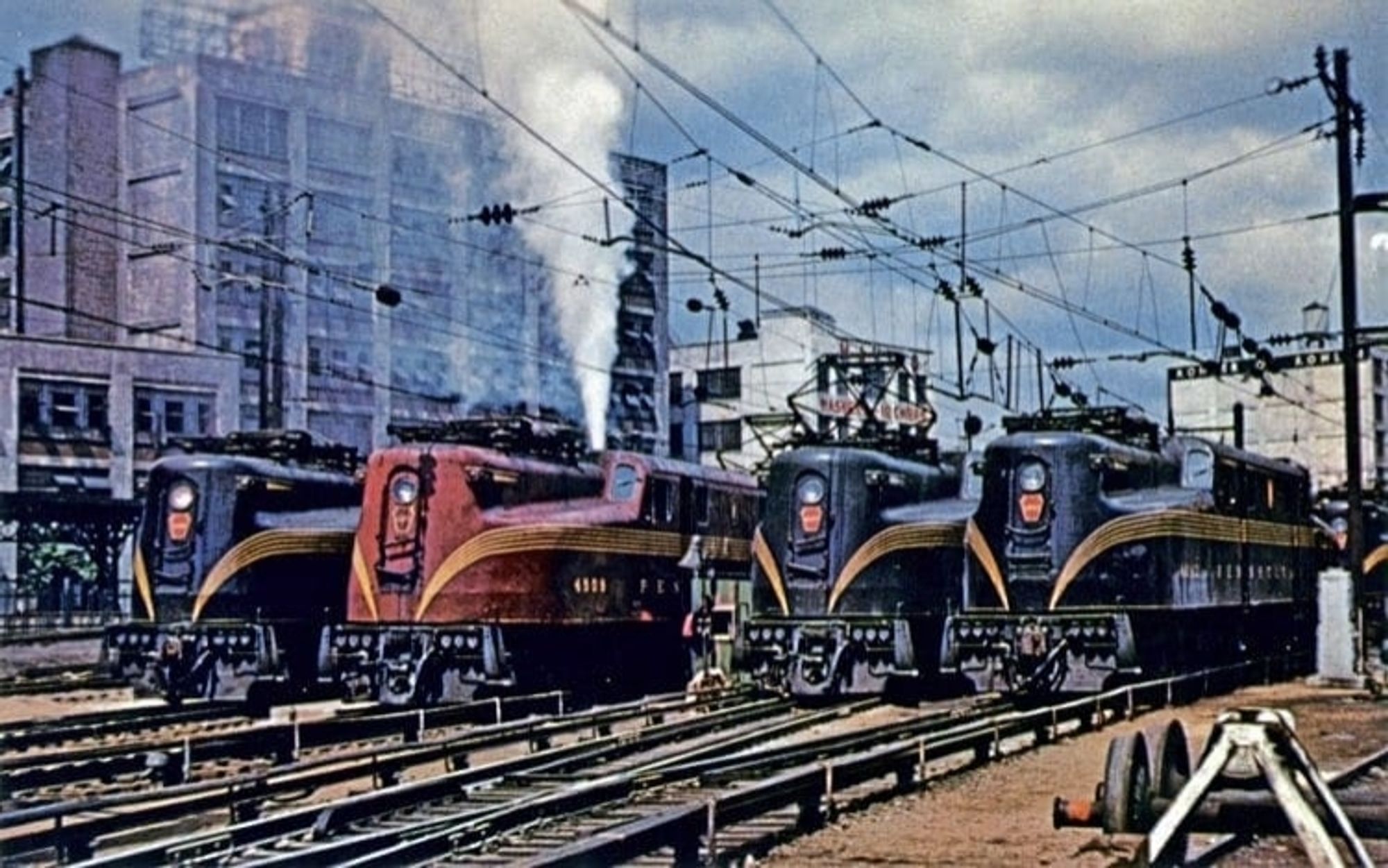 4 GG1's at Sunnyside Yard in Brooklyn