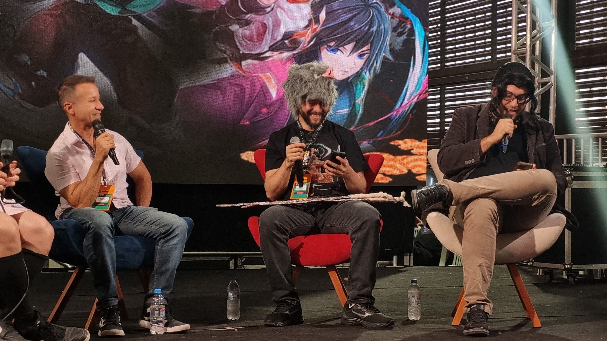 Marcelo Campos, Dláigelles Silva, Glauco Marques no Anime Summit Brasília 2024