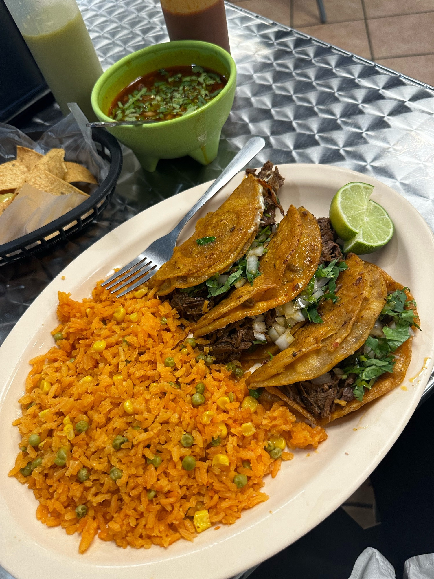 birria tacos and rice