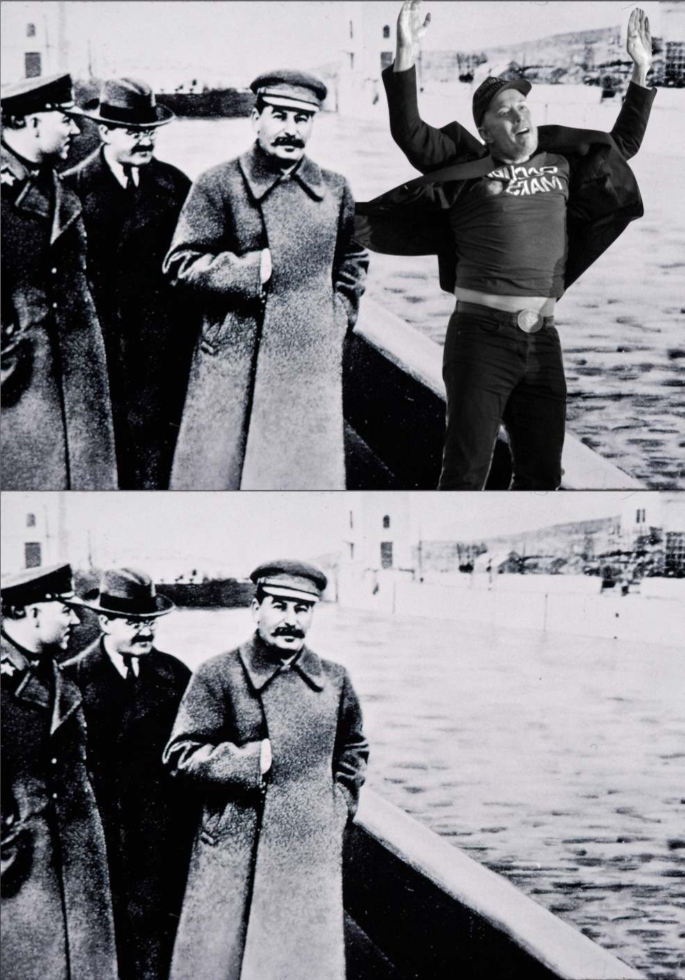 Stalin with Elon jumping, Stalin with Elon jumping edited out