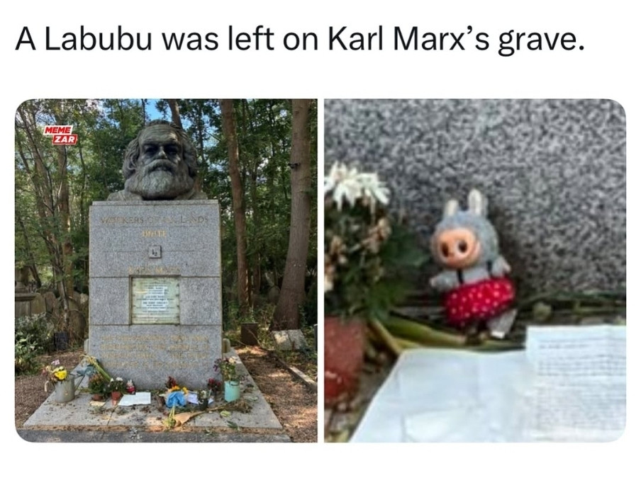 A Labubu was left on Karl Marx's grave