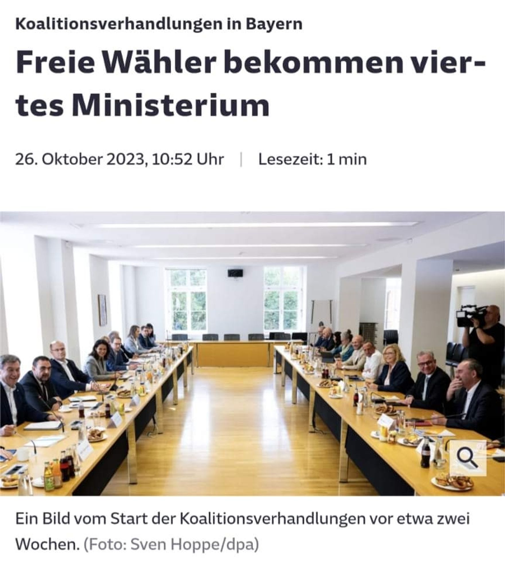 Schlagzeile FAZ: Freie Wähler erhalten viertes Ministerium