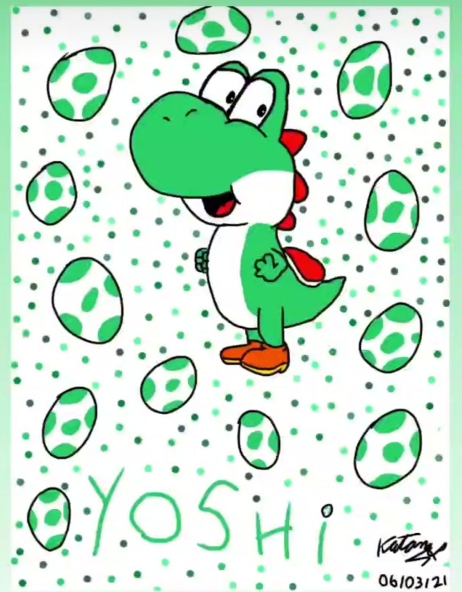 Esse Yoshi foi meu primeiro desenho digital postado em 06/03/2021 nos stories do meu perfil pessoal do Insta