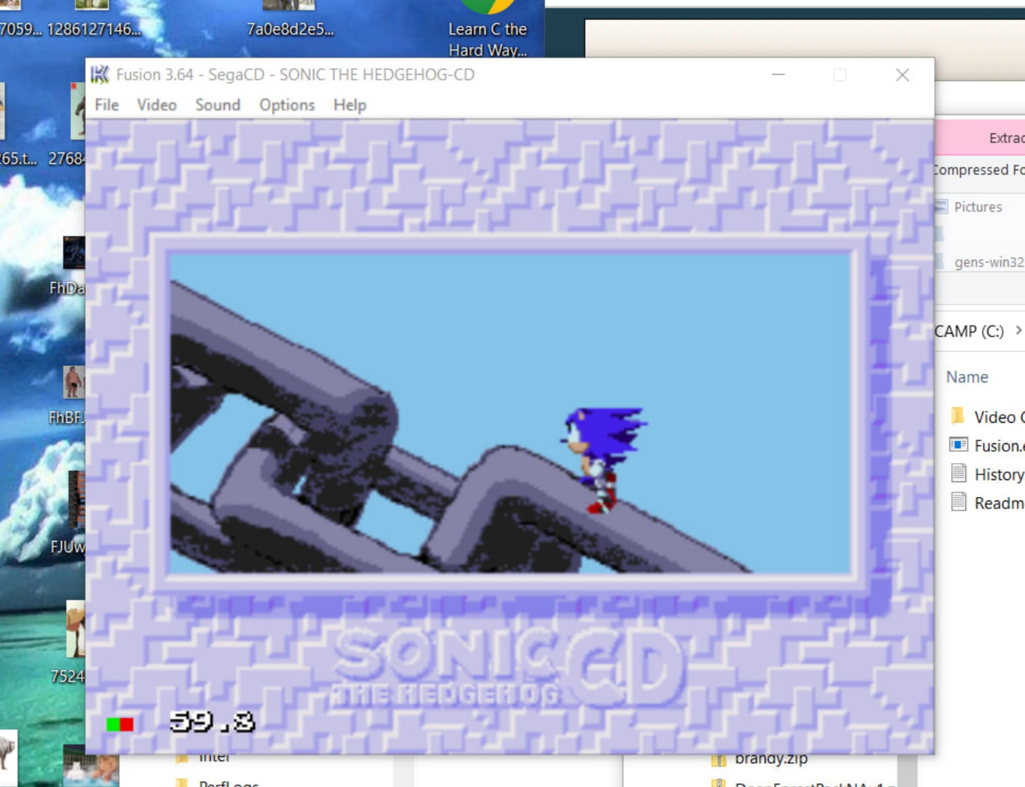 Emulator showing Sonic CD FMV