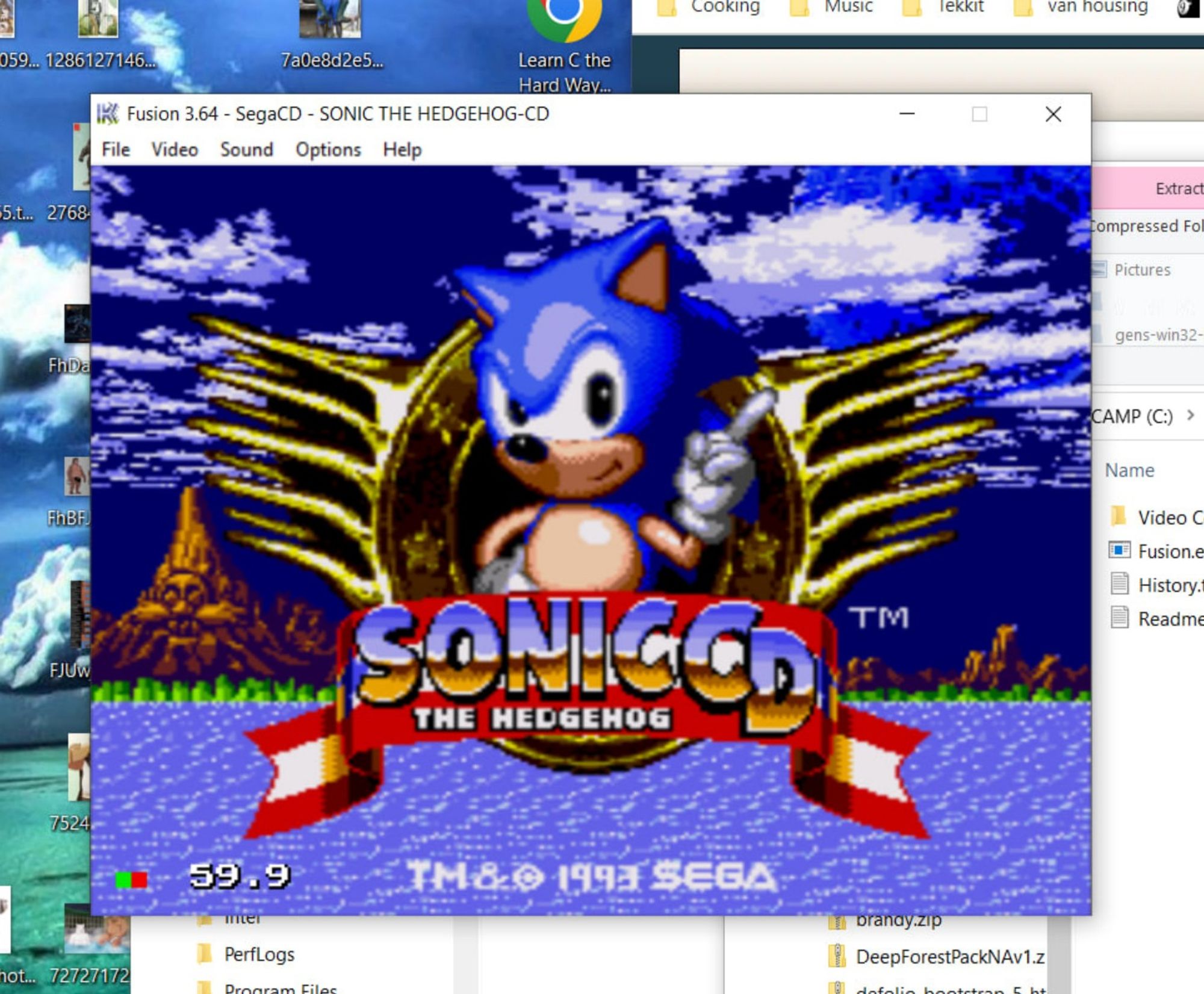 Emulator window of Sonic CD