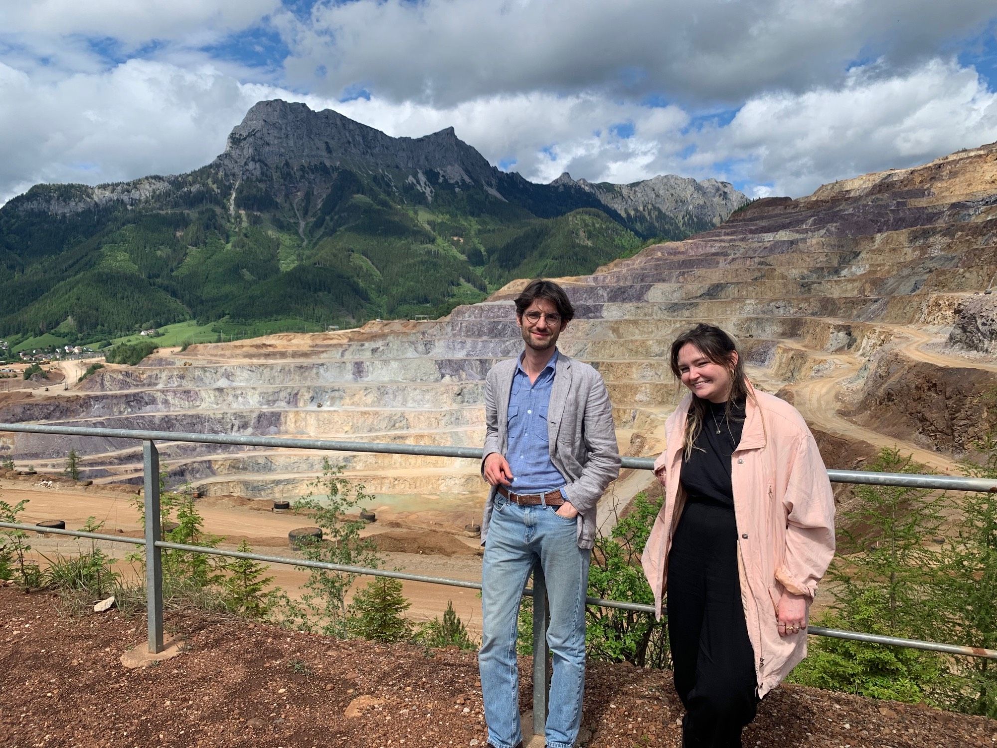 Sebastian Felten and Sarah Seinitzer in front of the active mine Erzberg (Styria, Austria)