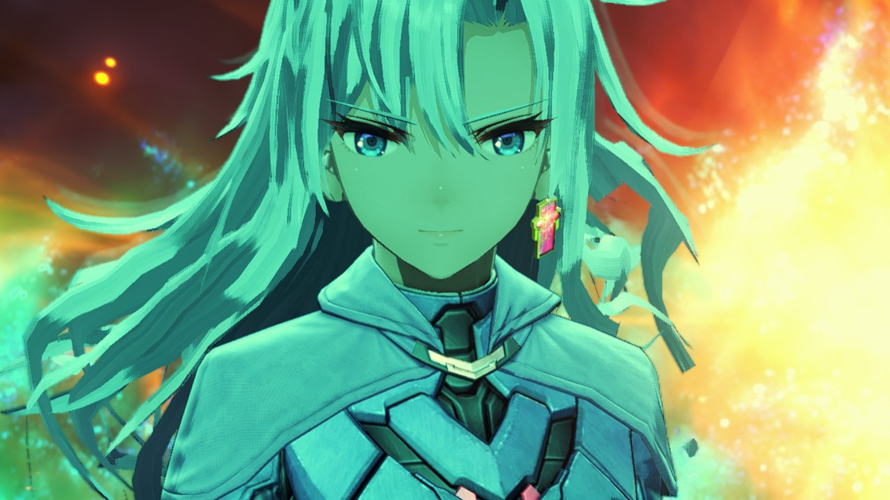 screenshot of the Nintendo Switch RPG Xenoblade Chronicles 3 : Future Redeemed showing the character A looking into the camera with a faint smile