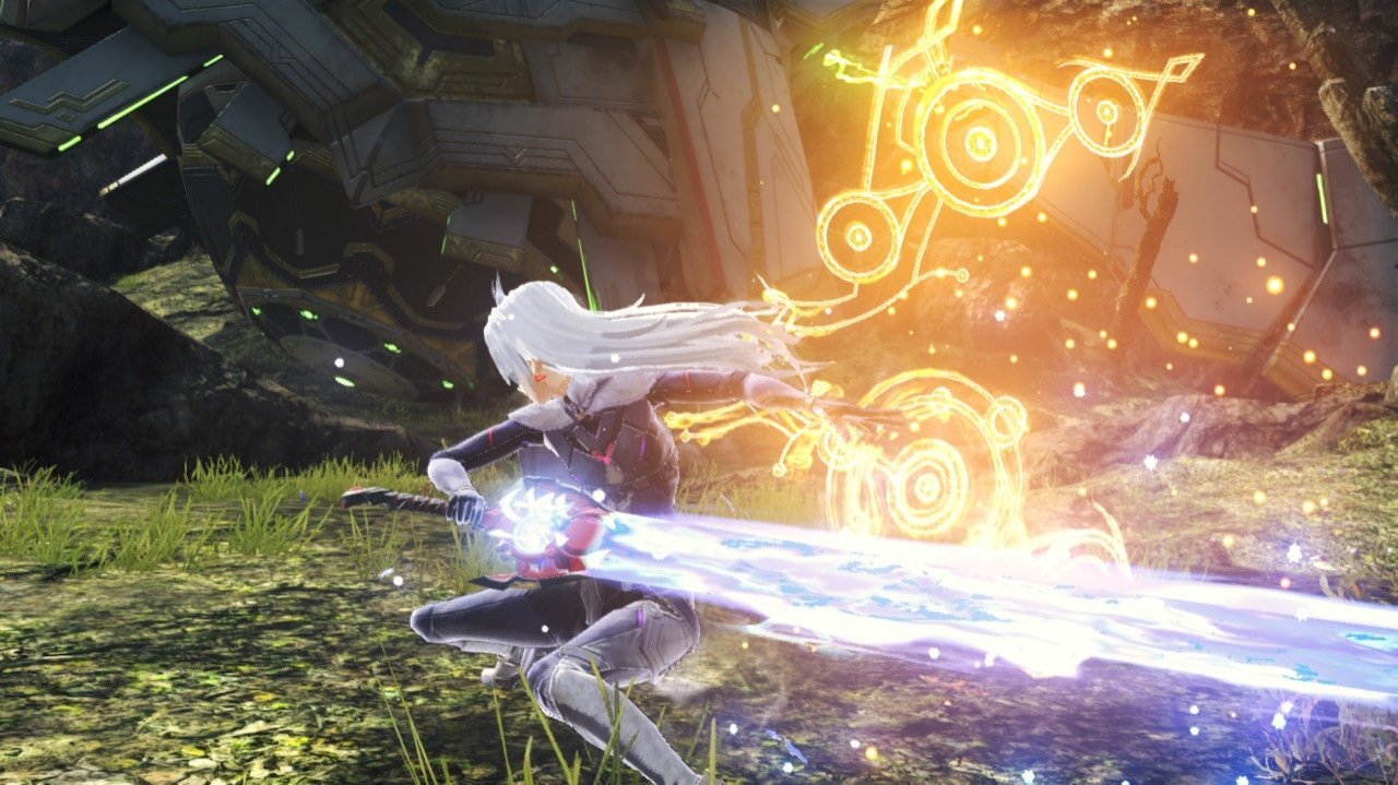 screenshot of the Nintendo Switch RPG Xenoblade Chronicles 3 : Future Redeemed showing gameplay featuring the character A seen from behind in a combat pose