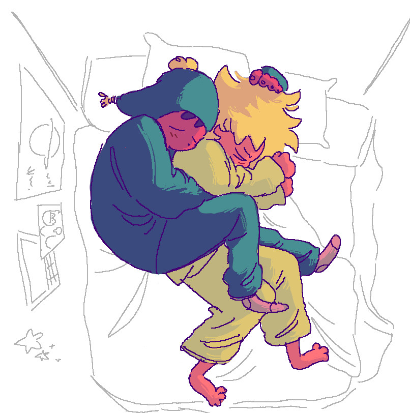 Tweek and Craig cuddling