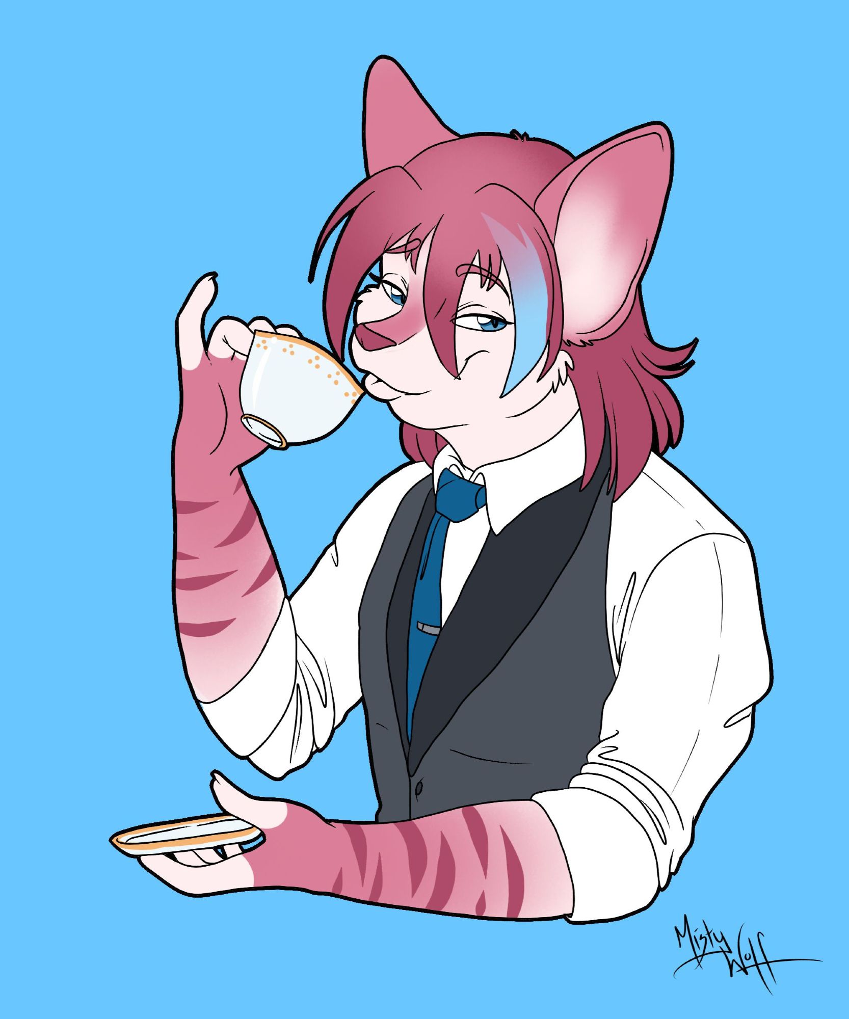 A fancy lad drinking tea