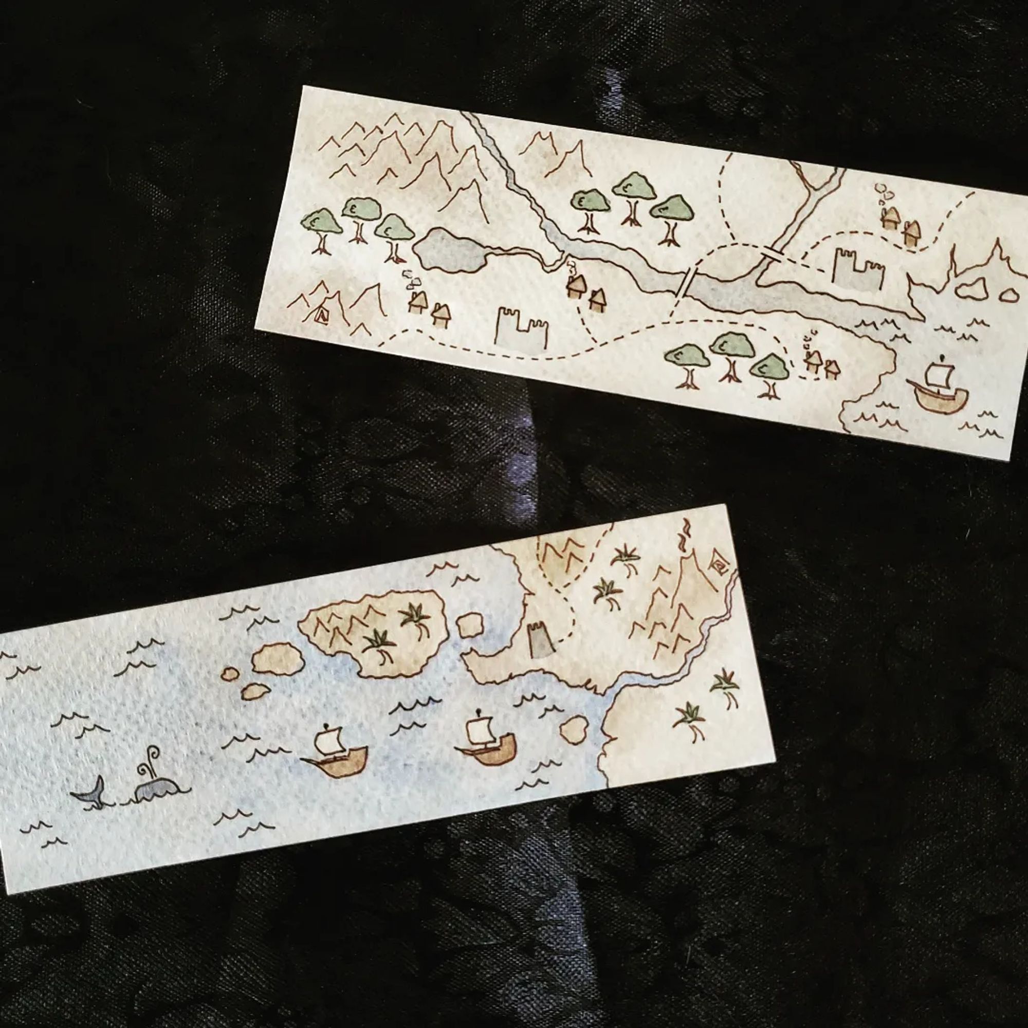 Vintage map bookmarks

Ink and watercolor with acrylic protective coating