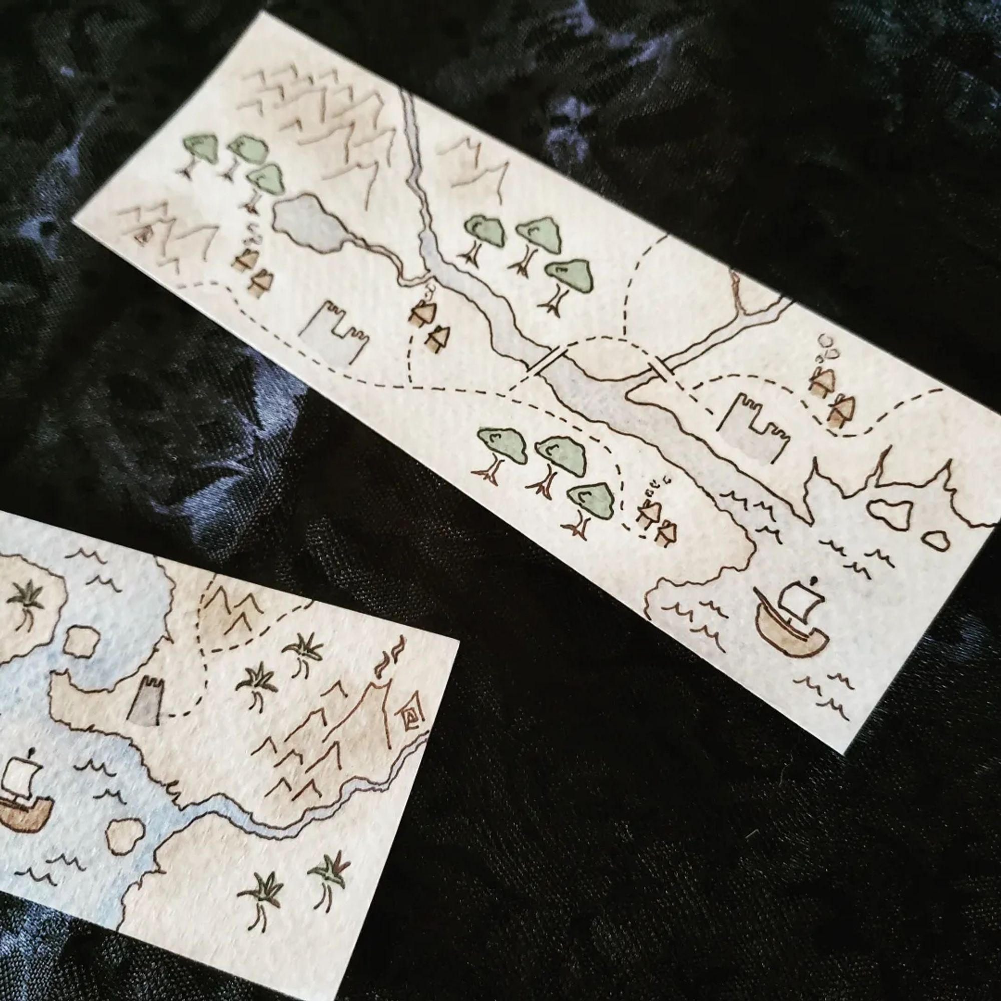 Vintage map bookmarks

Ink and watercolor with acrylic protective coating