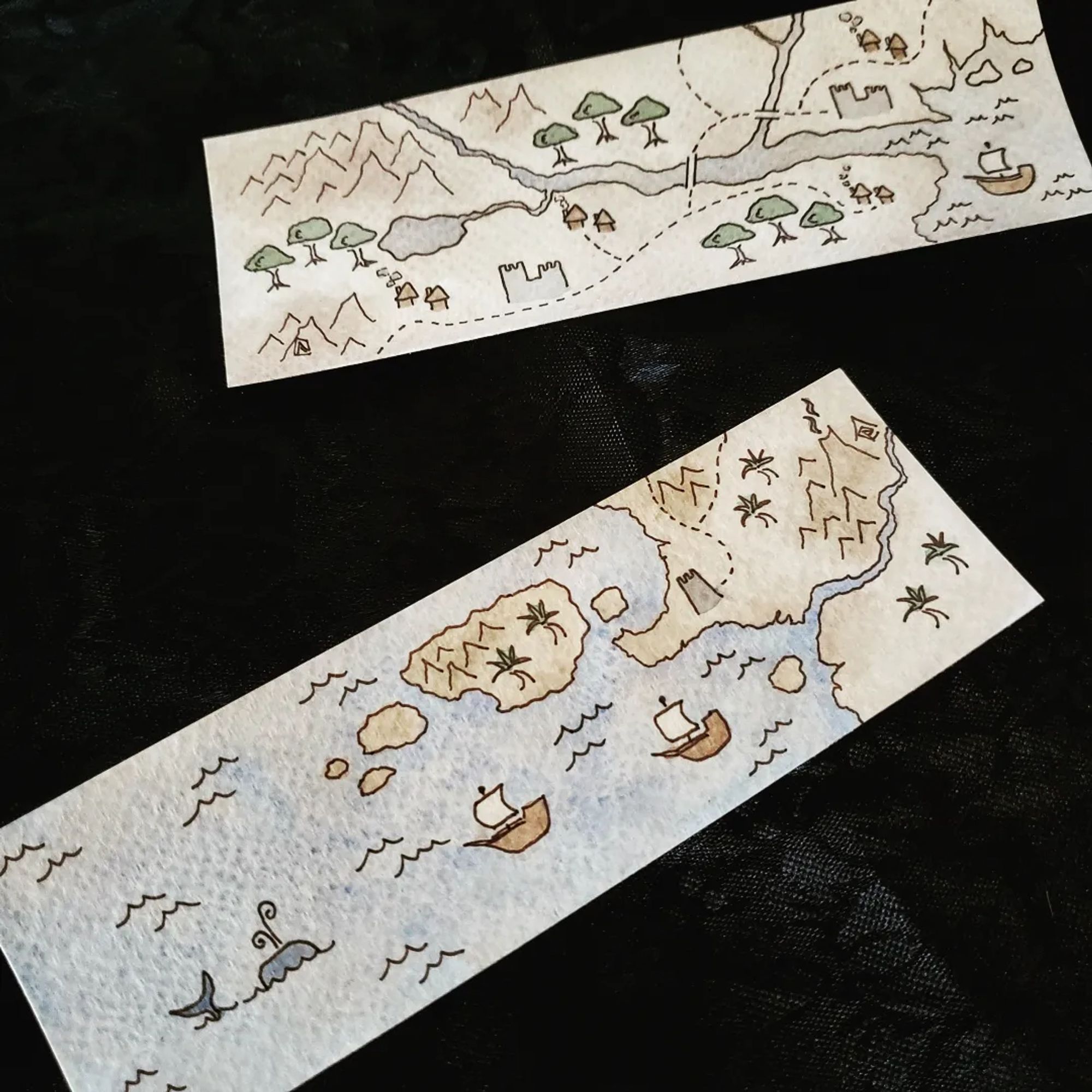 Vintage map bookmarks

Ink and watercolor with acrylic protective coating