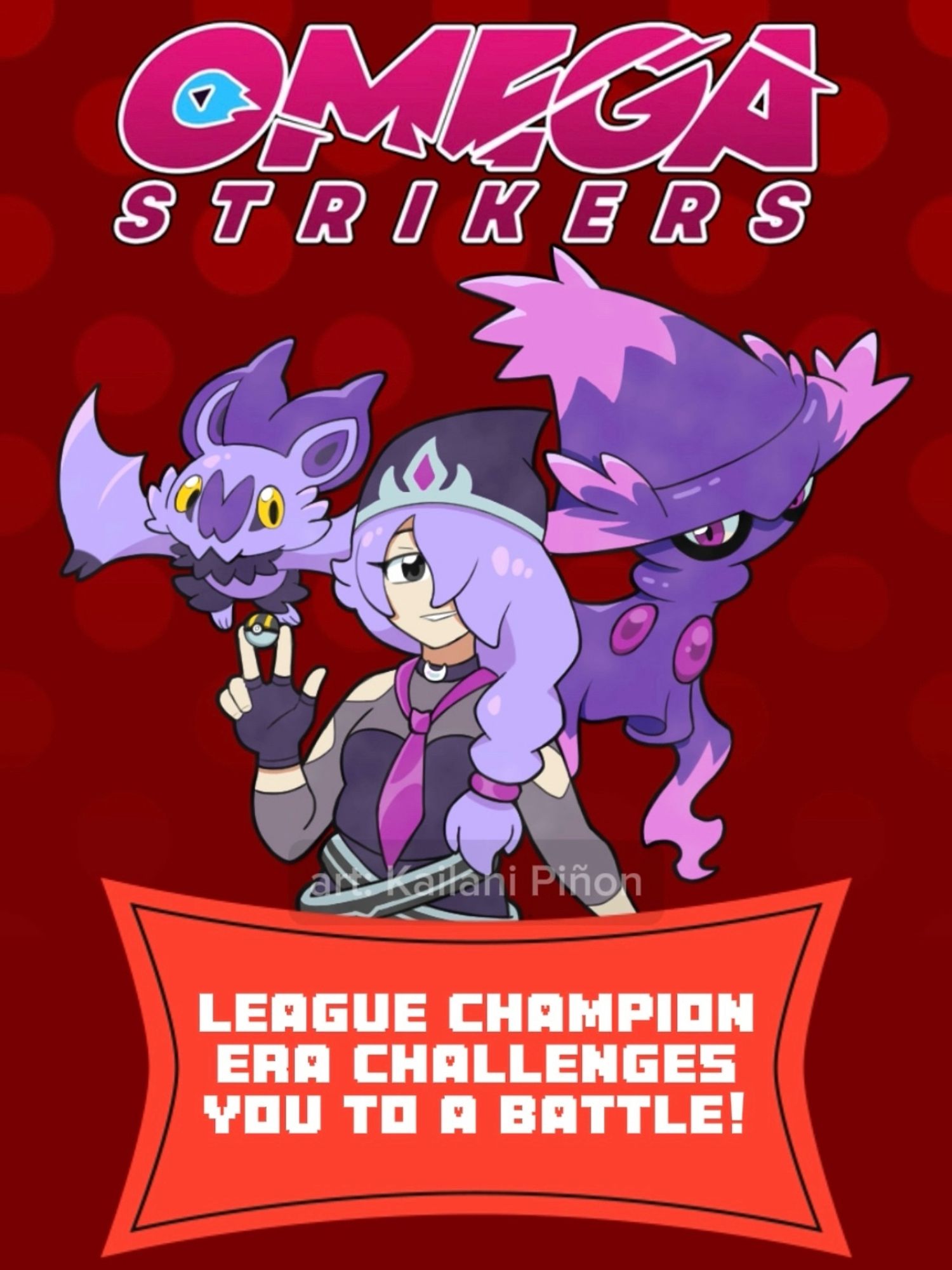 Pokemon and Omega Strikers crossover art featuring Era, Noibat, and Mismagius.