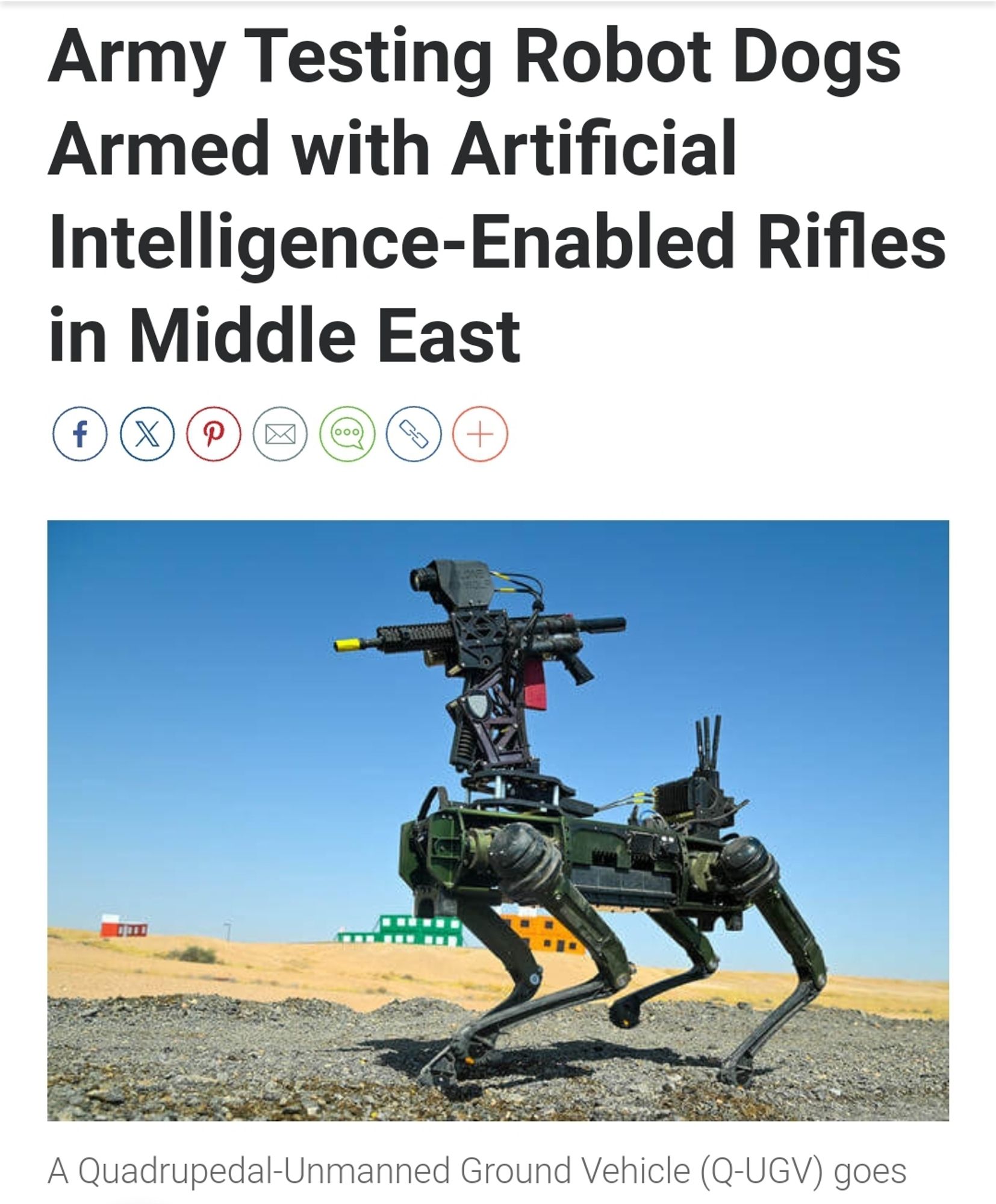 Robot dog with gun being tested in the Middle East