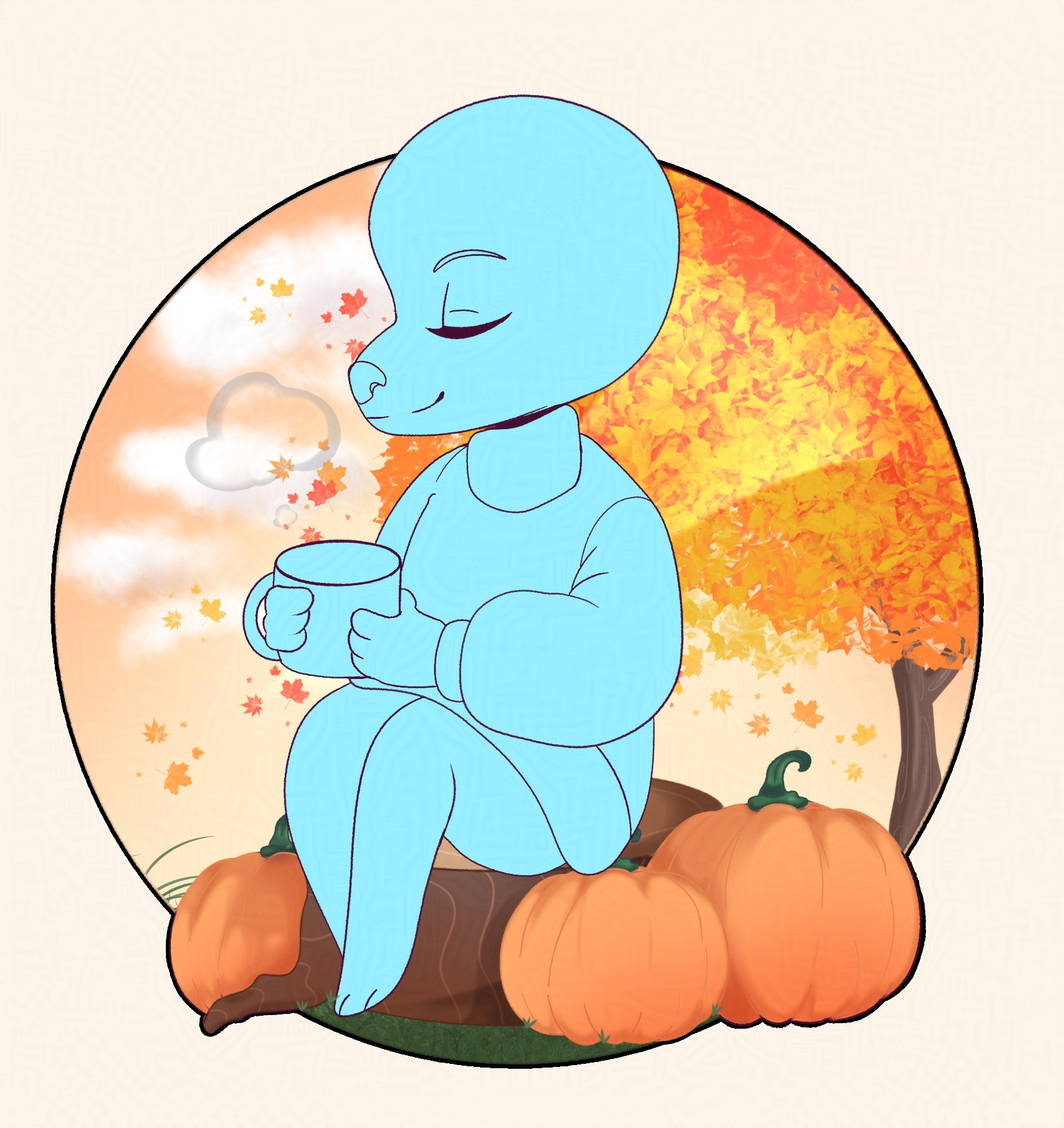 Furry base for YCH
Drinking hot drink
Fall and pumpkins