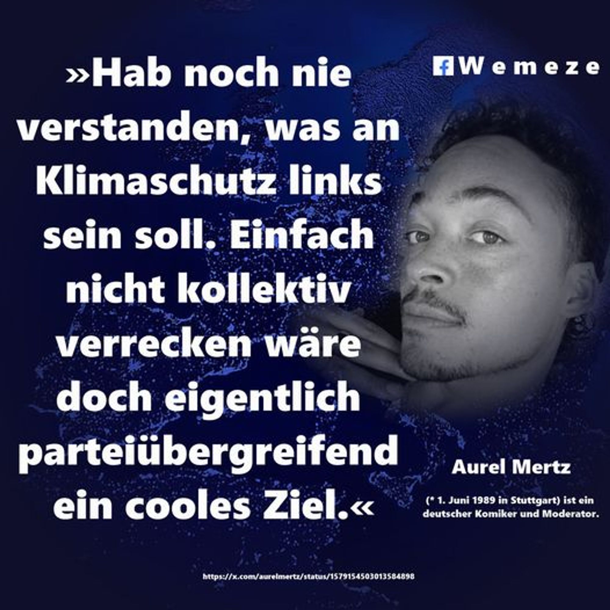 »Hab noch nie verstanden, was an Klimaschutz links sein soll. Einfach nicht kollektiv verrecken wäre doch eigentlich parteiübergreifend ein cooles Ziel.«
Aurel Mertz
@aurelmertz auf X