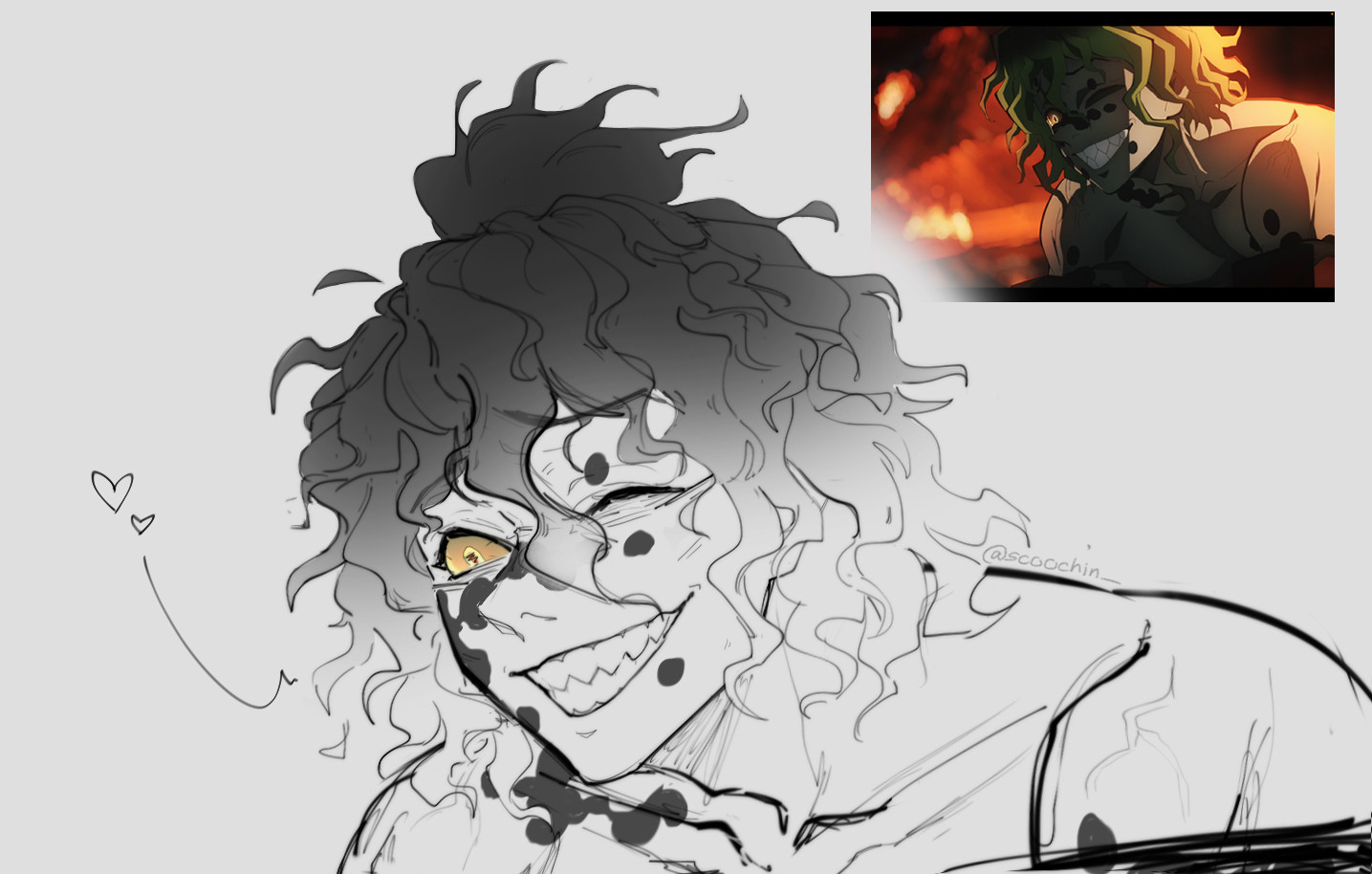 gyutaro from demon slayer (kimetsu no yaiba) screenshot redraw sketch