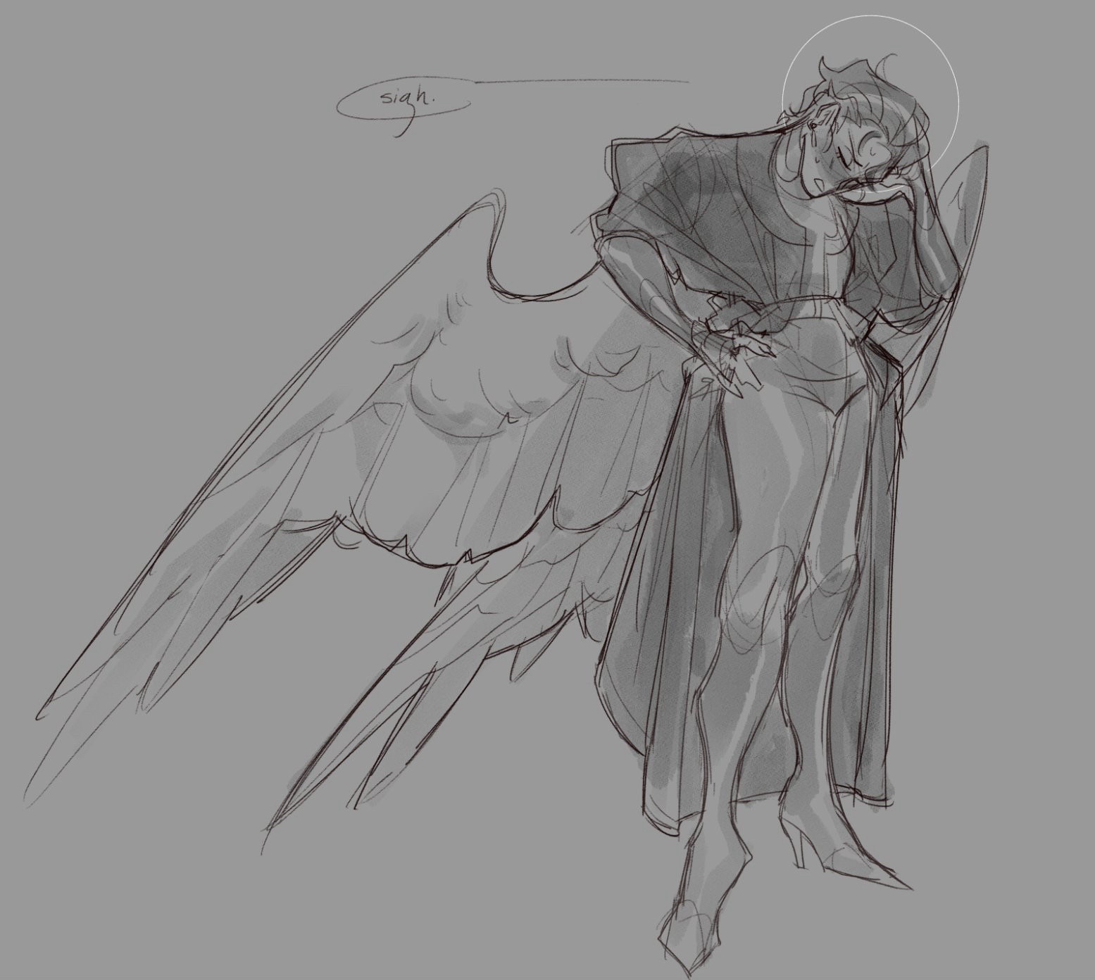 Angel guy sighing his loudest sigh [sketch]