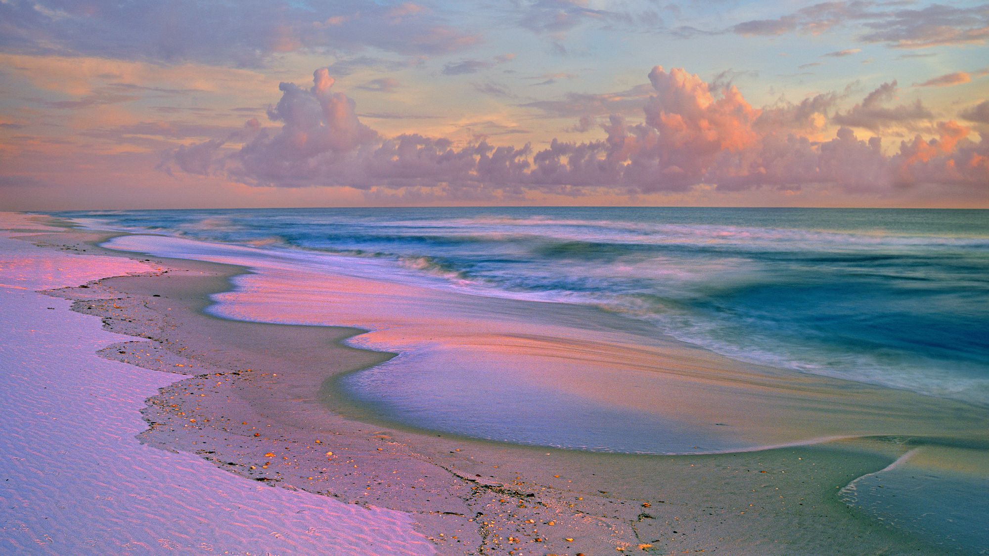 Beach at sunrise, Gulf Islands National Seashore, Florida, USA