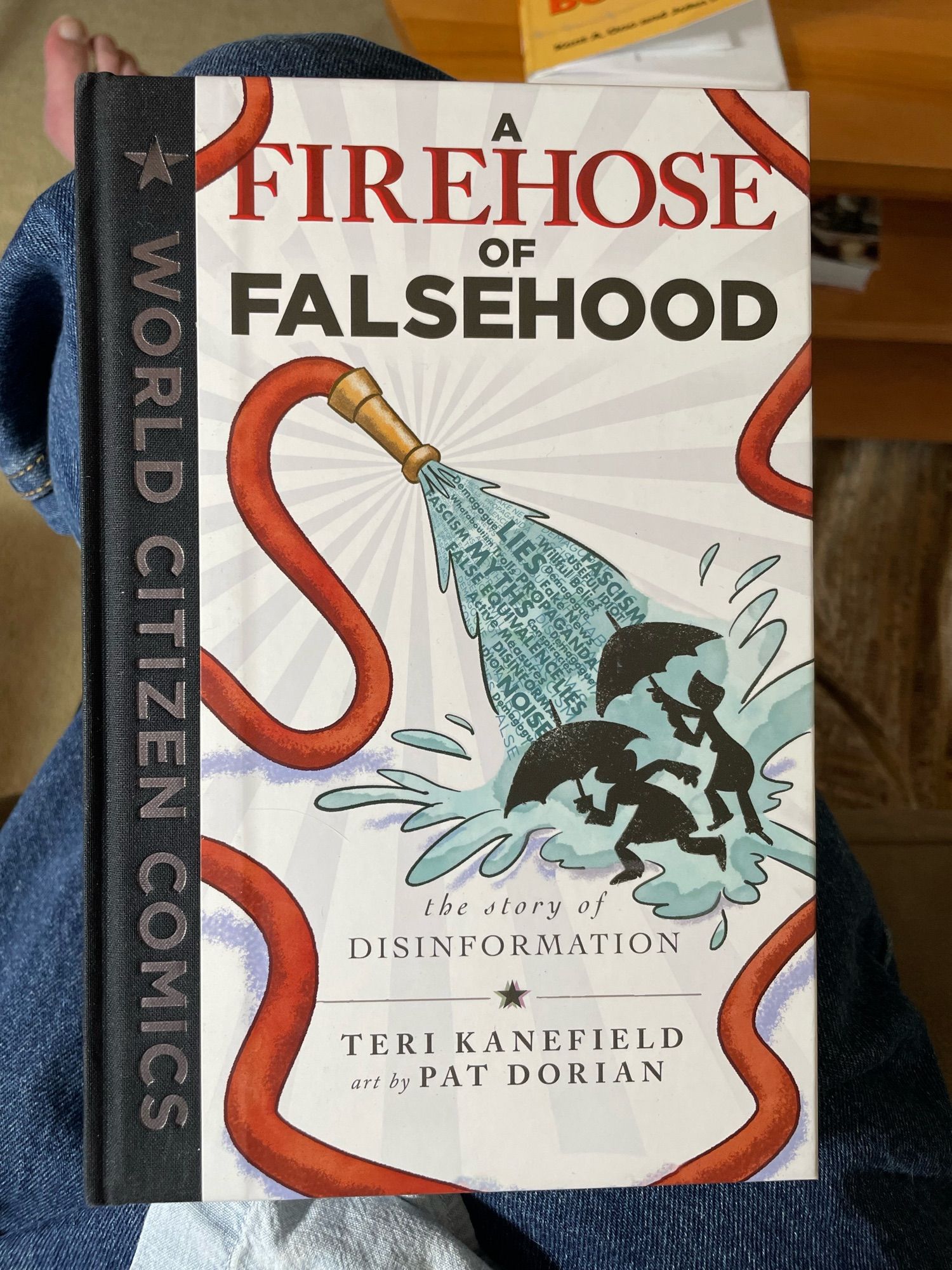 Photograph of the cover of Teri Kanefield’s new book, A Firehose of Falsehood: the Story of Disinformation.