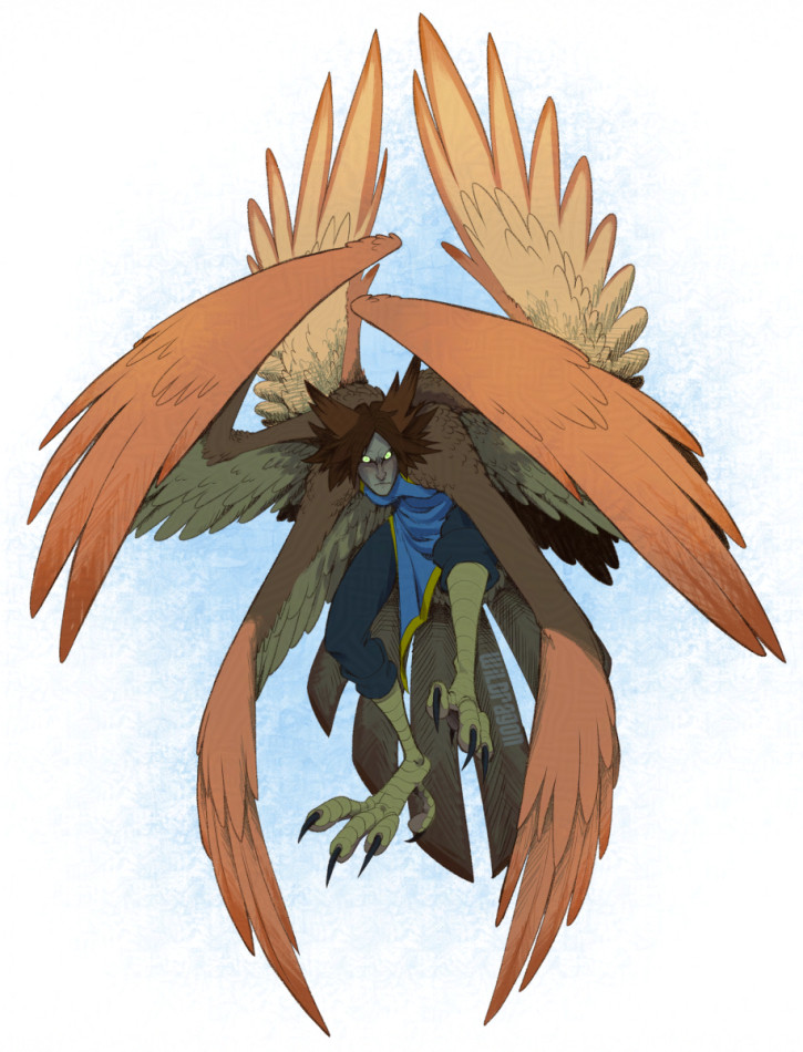 A harpy with 6 wings