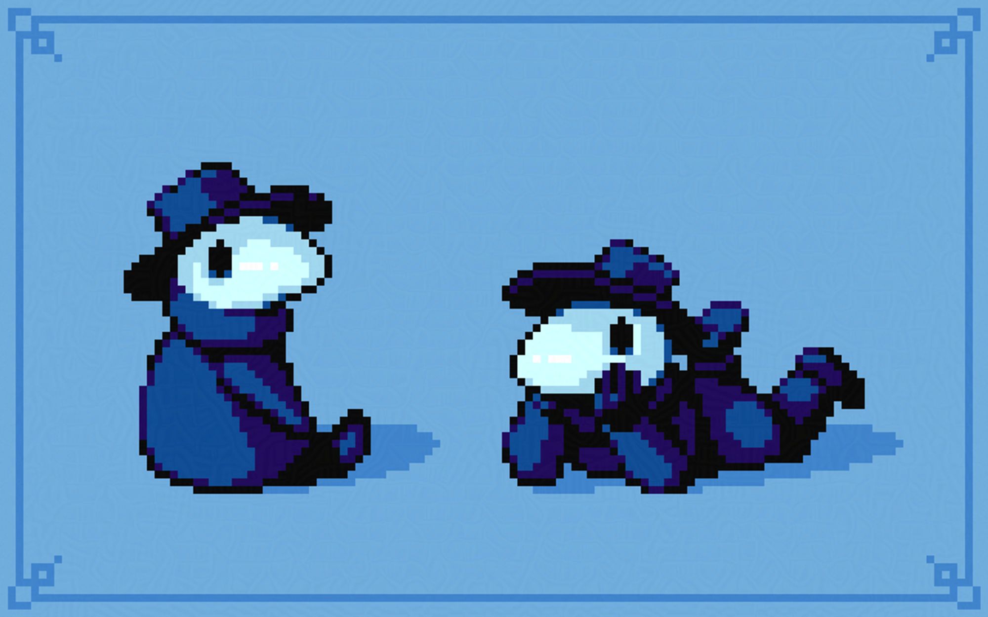 Pixel art of two cute little plague doctors