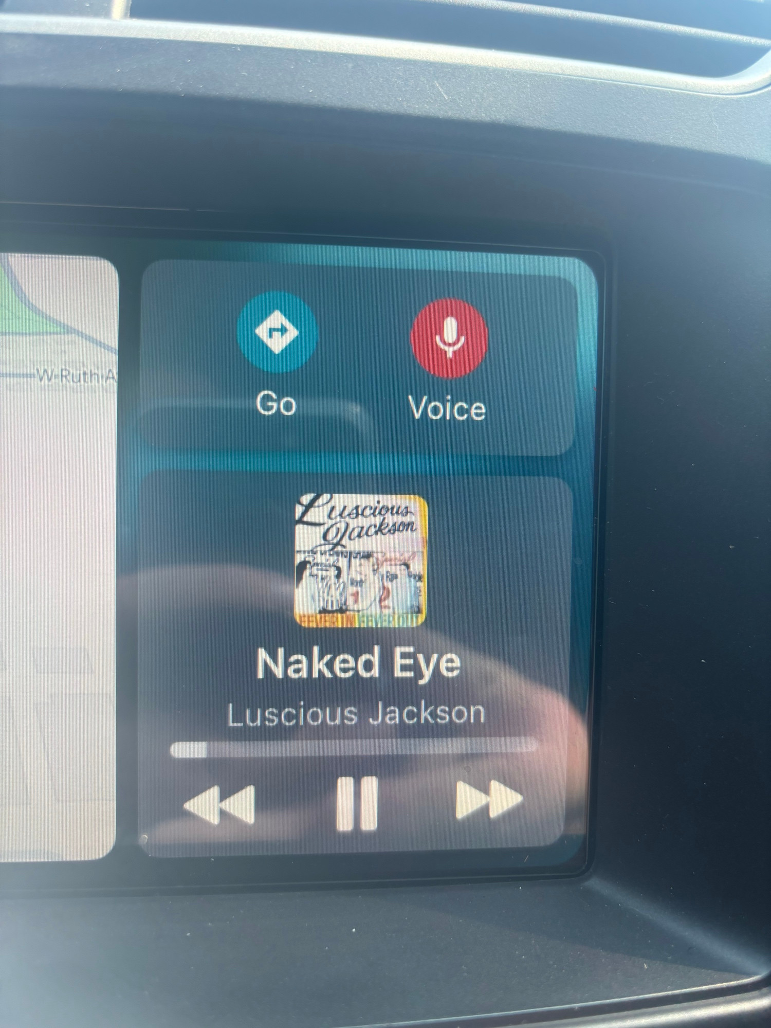 Apple Car play showing Lucious Jackson on the radio
