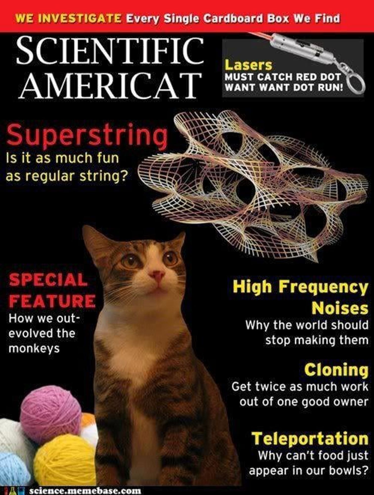 Fake magazine scientific americat with articles about string theory and fun with strings