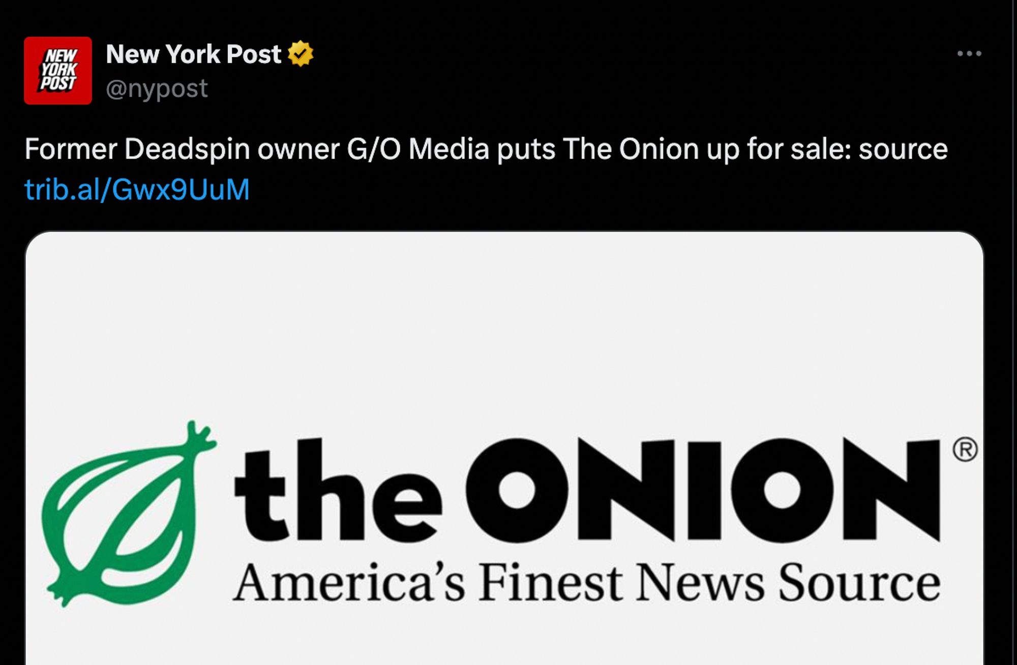 New York Post: Former Deadspin owner G/O Media puts The Onion up for sale