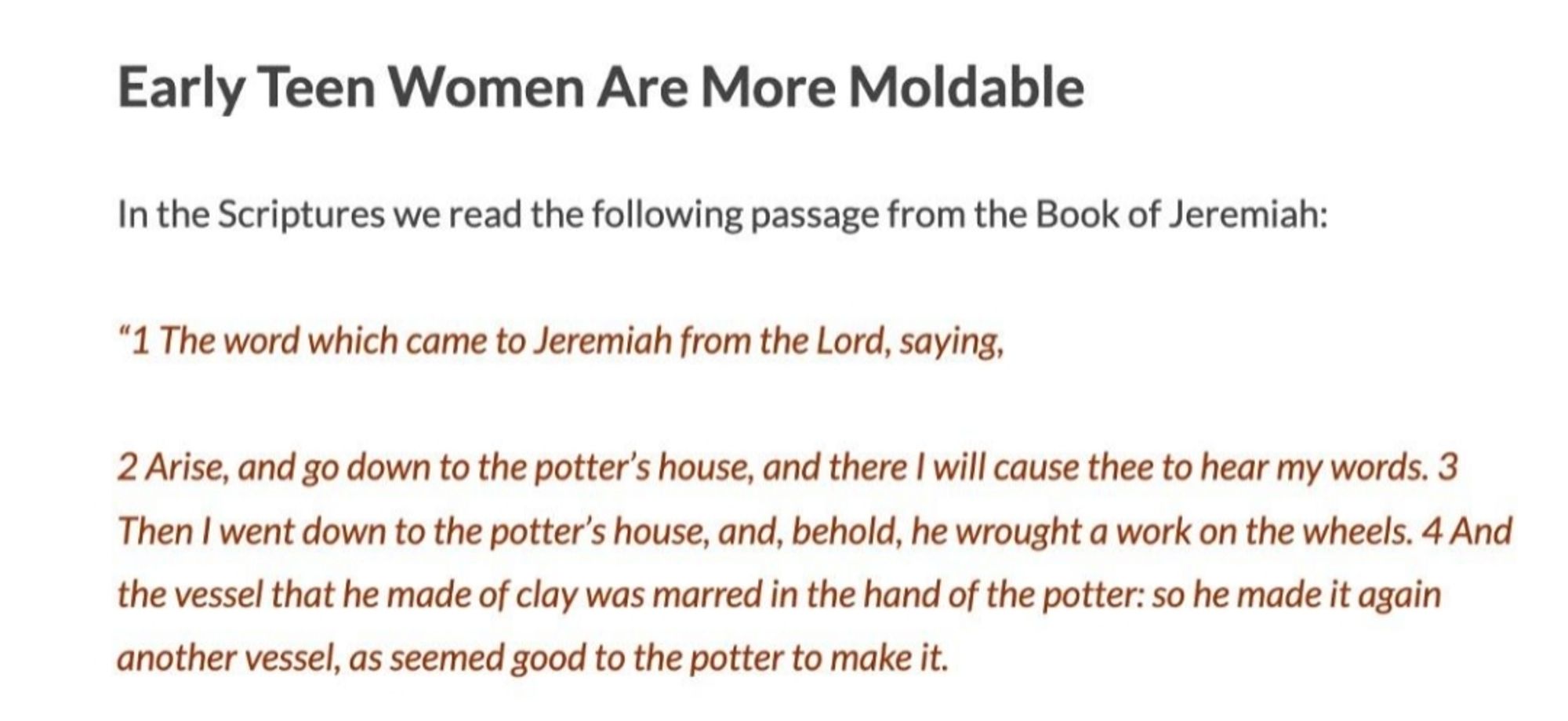 The Bible has been used to control women and manipulate men into allowing the women in their lives to be controlled since its popularization in the western world.