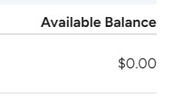 A screenshot showing my account balance at $0.00 right now.