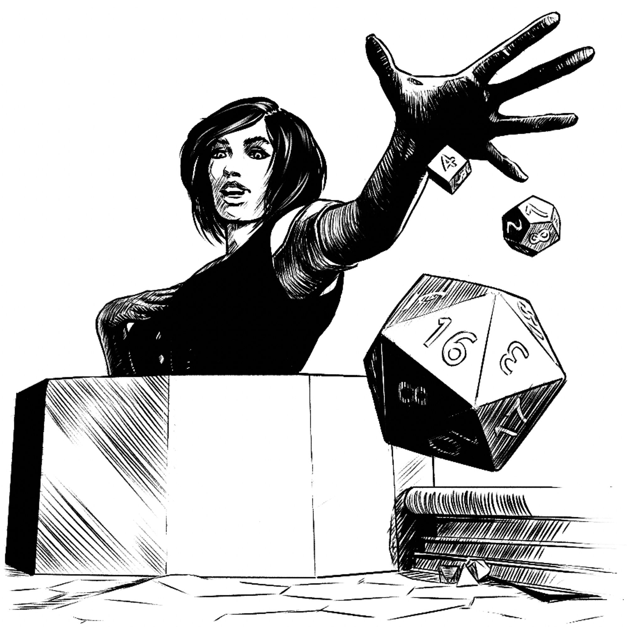 Female Referee throwing dice from behind a screen