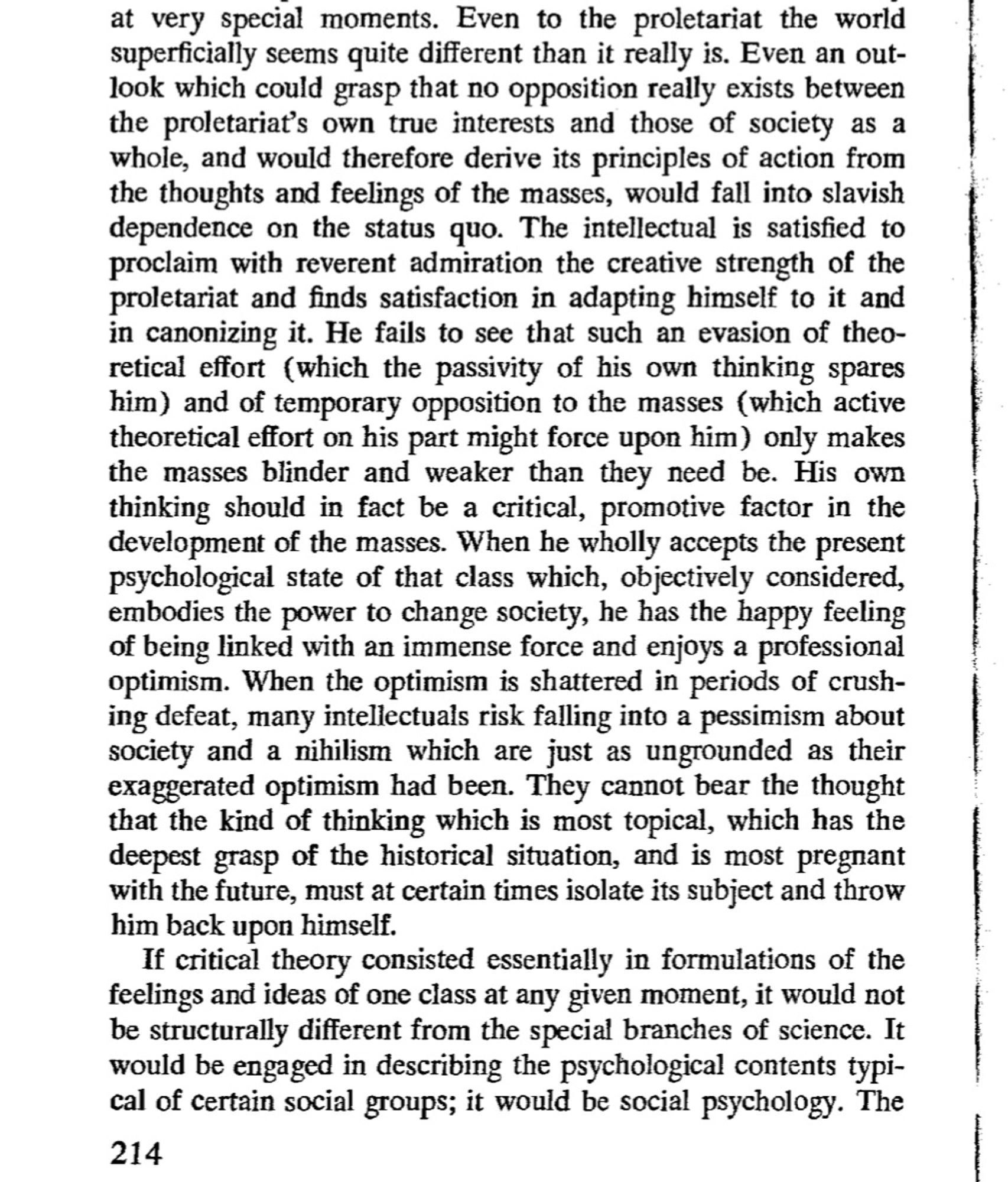 horkheimer - traditional and critical theory