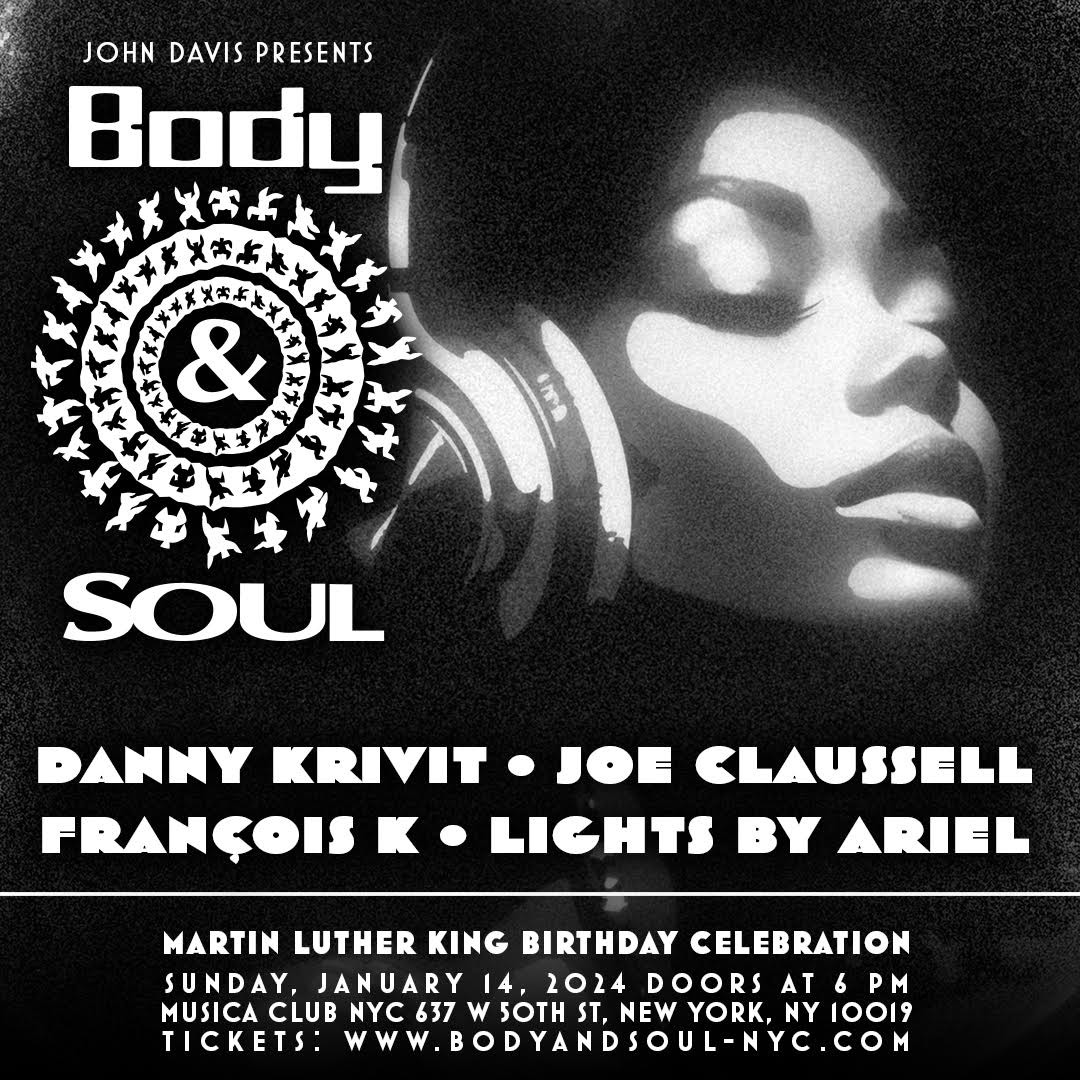 Flyer for Body&SOUL event in NYC on Jan. 14 2024 at Musica NYC.