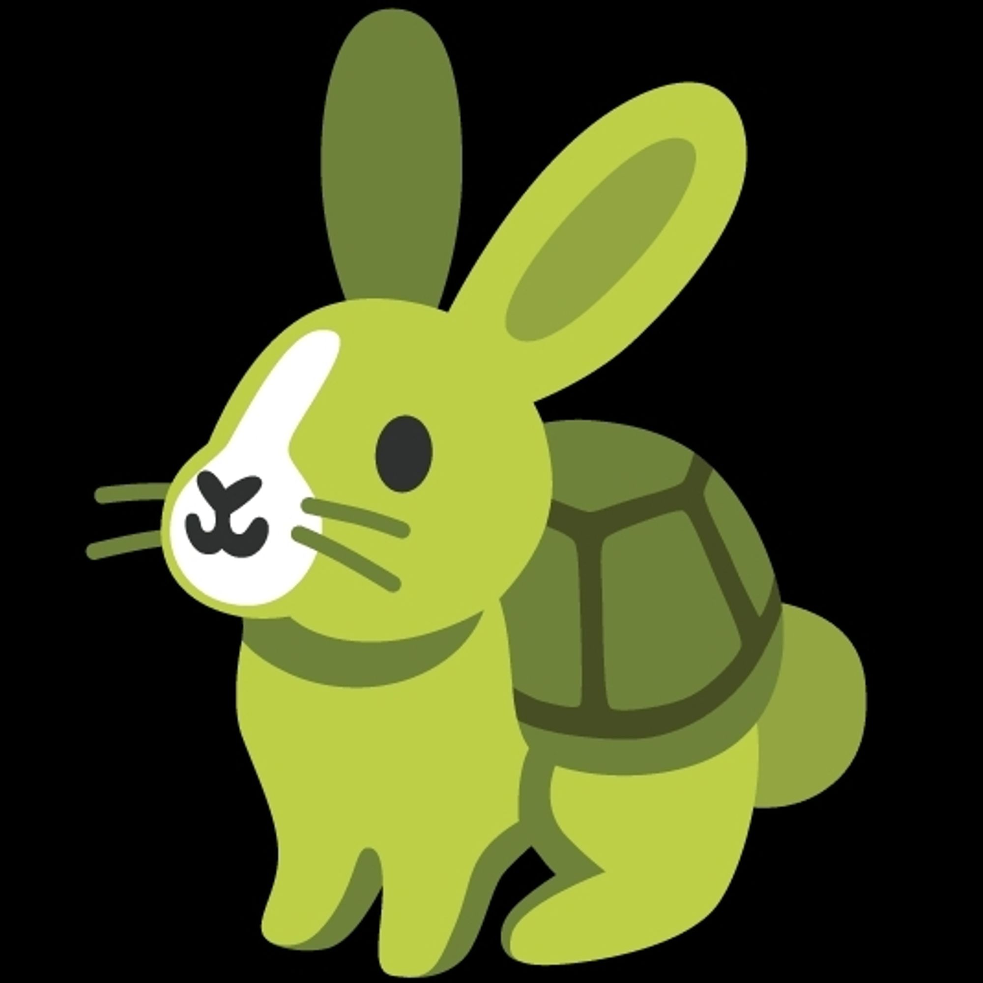 a bunny emoji with the shell and colours from the turtle emoji