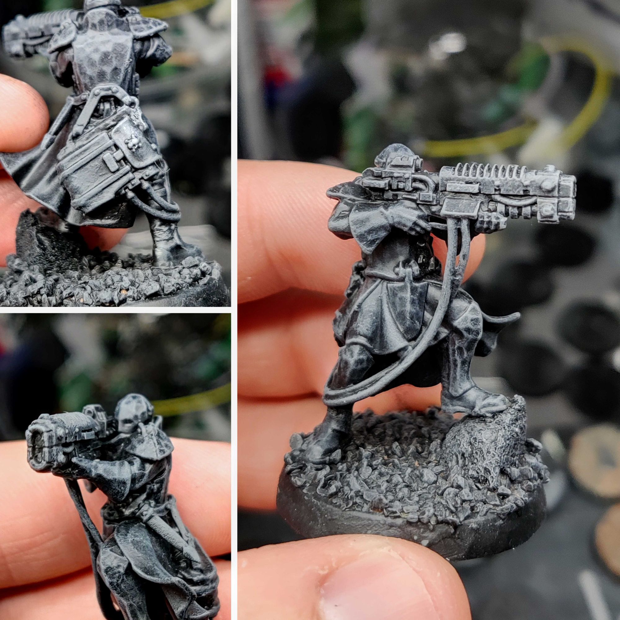 A member of the Hexbane's Hunter converted to be equipped with a Volkite Caliver inspired the load-out of Ollanius Piers from the Siege of Terra Books