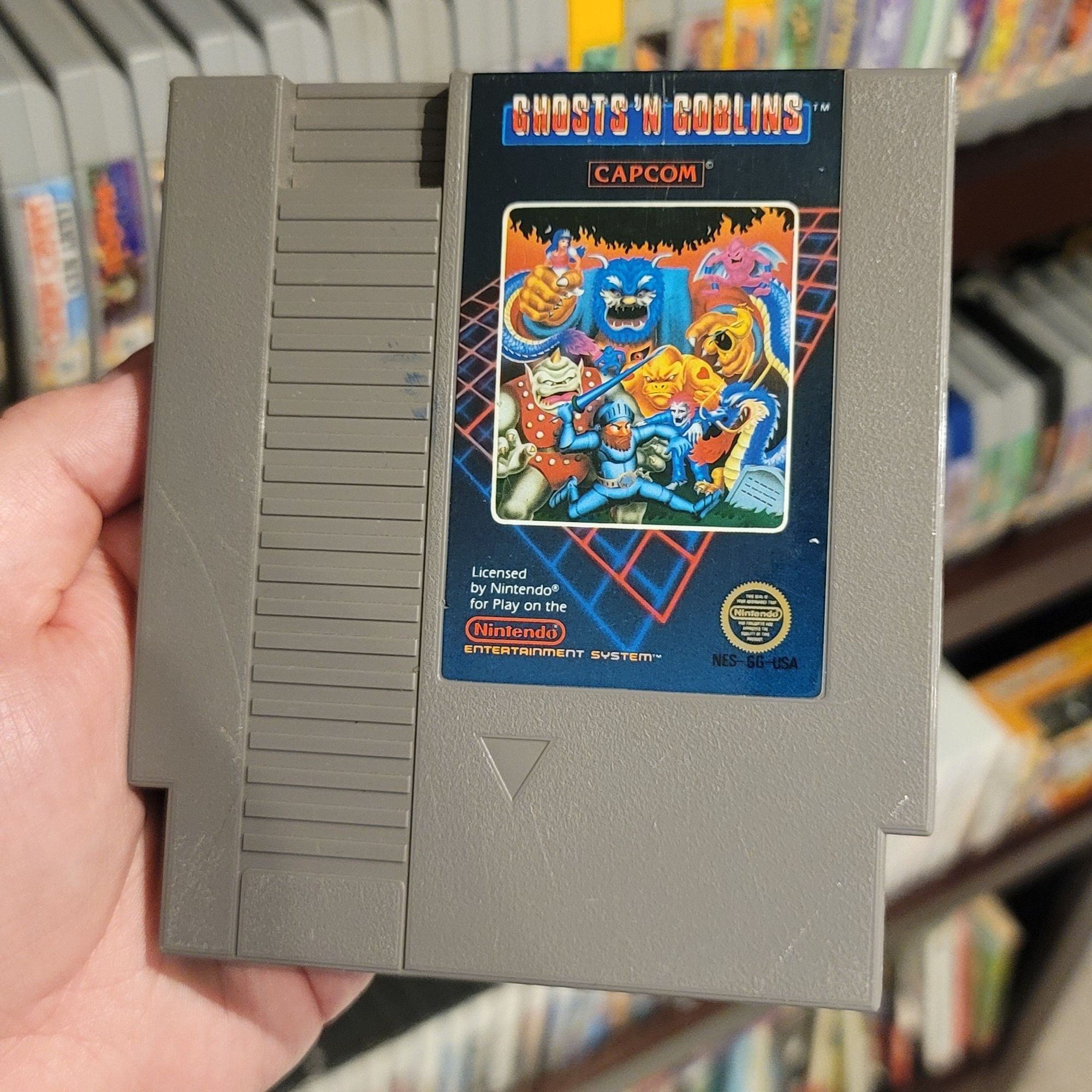 NES cartridge of Ghosts 'n Goblins