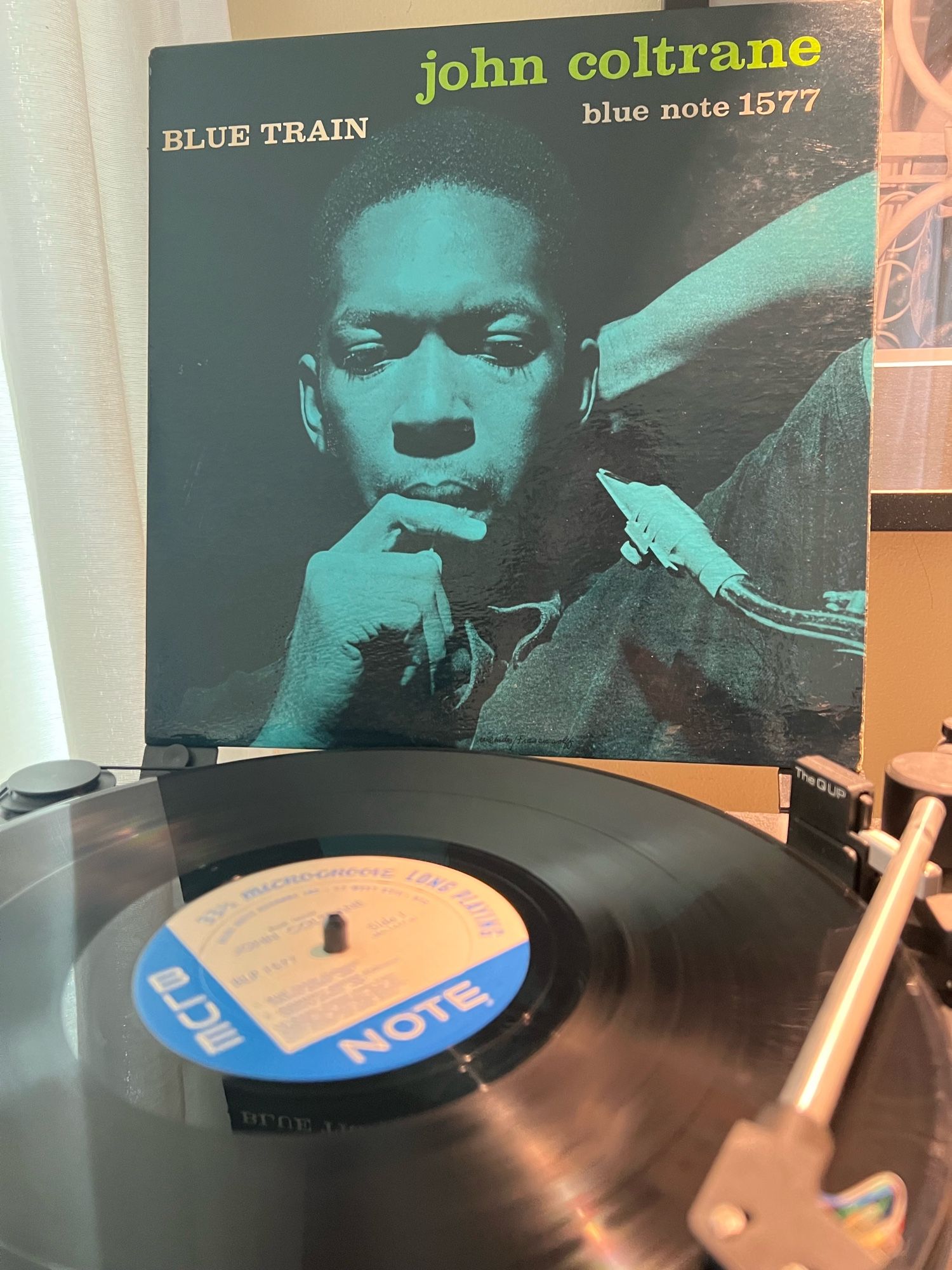 1961 mono pressing of Coltrane’s ‘Blue Train’ LP, on Blue Note Records. With Lee Morgan, Curtis Fuller, Kenny Drew, Paul Chambers and Philly Joe Jones, recorded Sept 15, 1957.