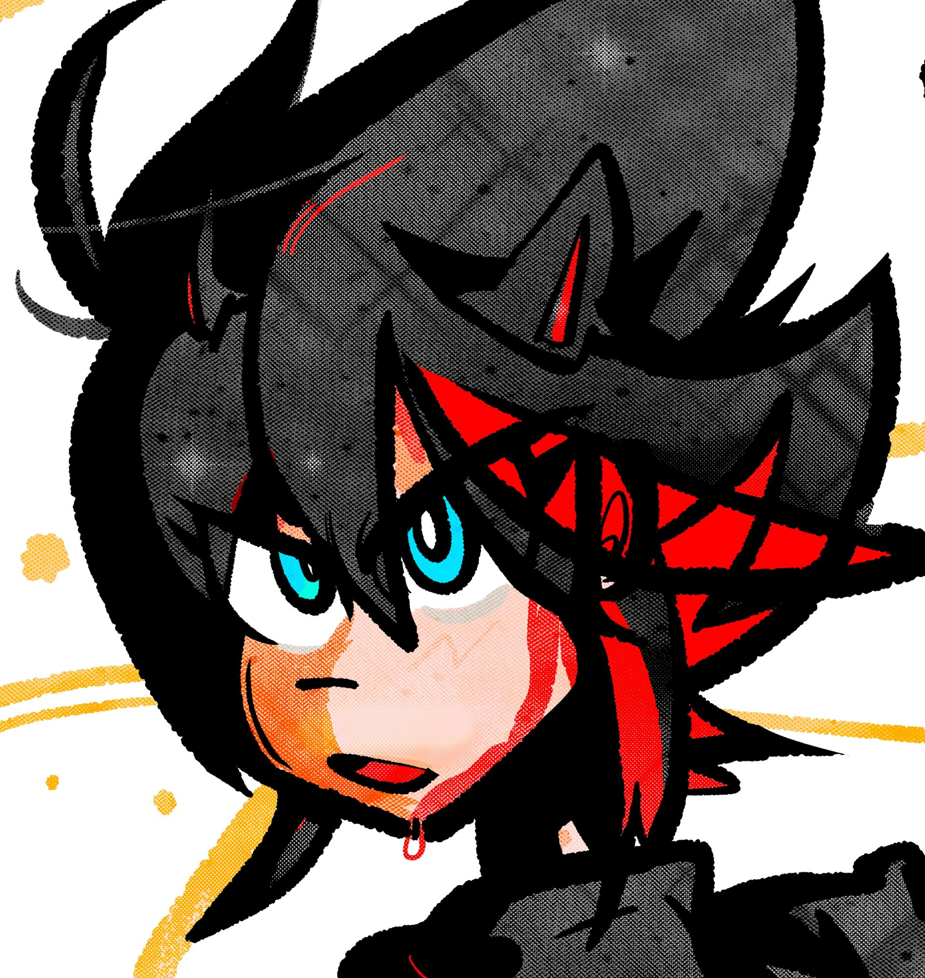 fanart of ryuko matoi from the studio trigger anime "kill la kill" with her ever-trusty scissor blade and ever-trustier determination (detail shot)