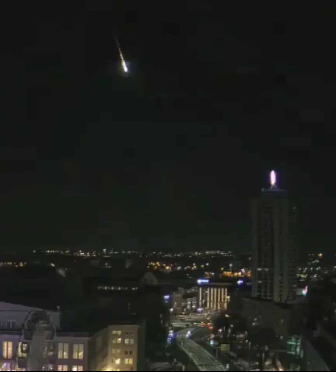 Screenshot of video of asteroid above Berlin from link provided