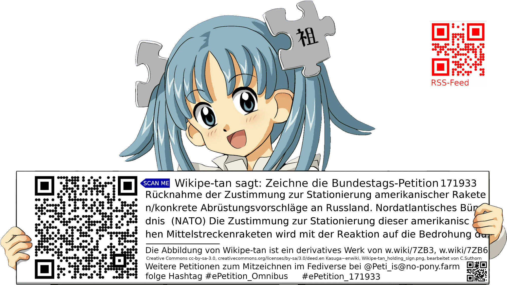 Sharepic zur Petition 171933 für Toots, Posts, Chats, Poster, Banner, Flyer, T-Shirts, Tassen mit QR-Code, der direkt zur Mitzeichnen-Seite des Bundestags oder dem Login der Bundestags-Petitionsseite führt