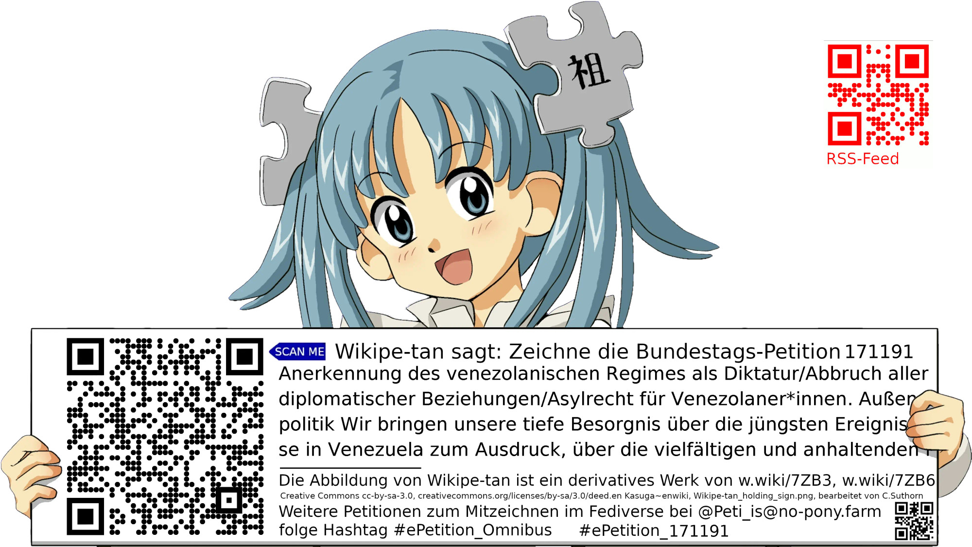 Sharepic zur Petition 171191 für Toots, Posts, Chats, Poster, Banner, Flyer, T-Shirts, Tassen mit QR-Code, der direkt zur Mitzeichnen-Seite des Bundestags oder dem Login der Bundestags-Petitionsseite führt