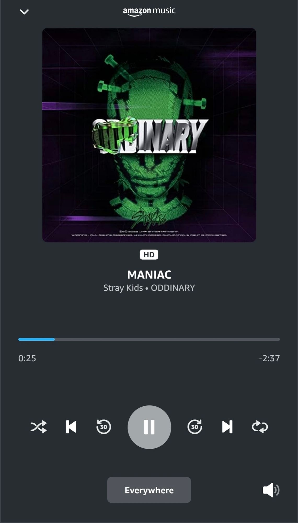 Screenshot aus der Alexa App: Amazon Music, Stray Kids - Maniac