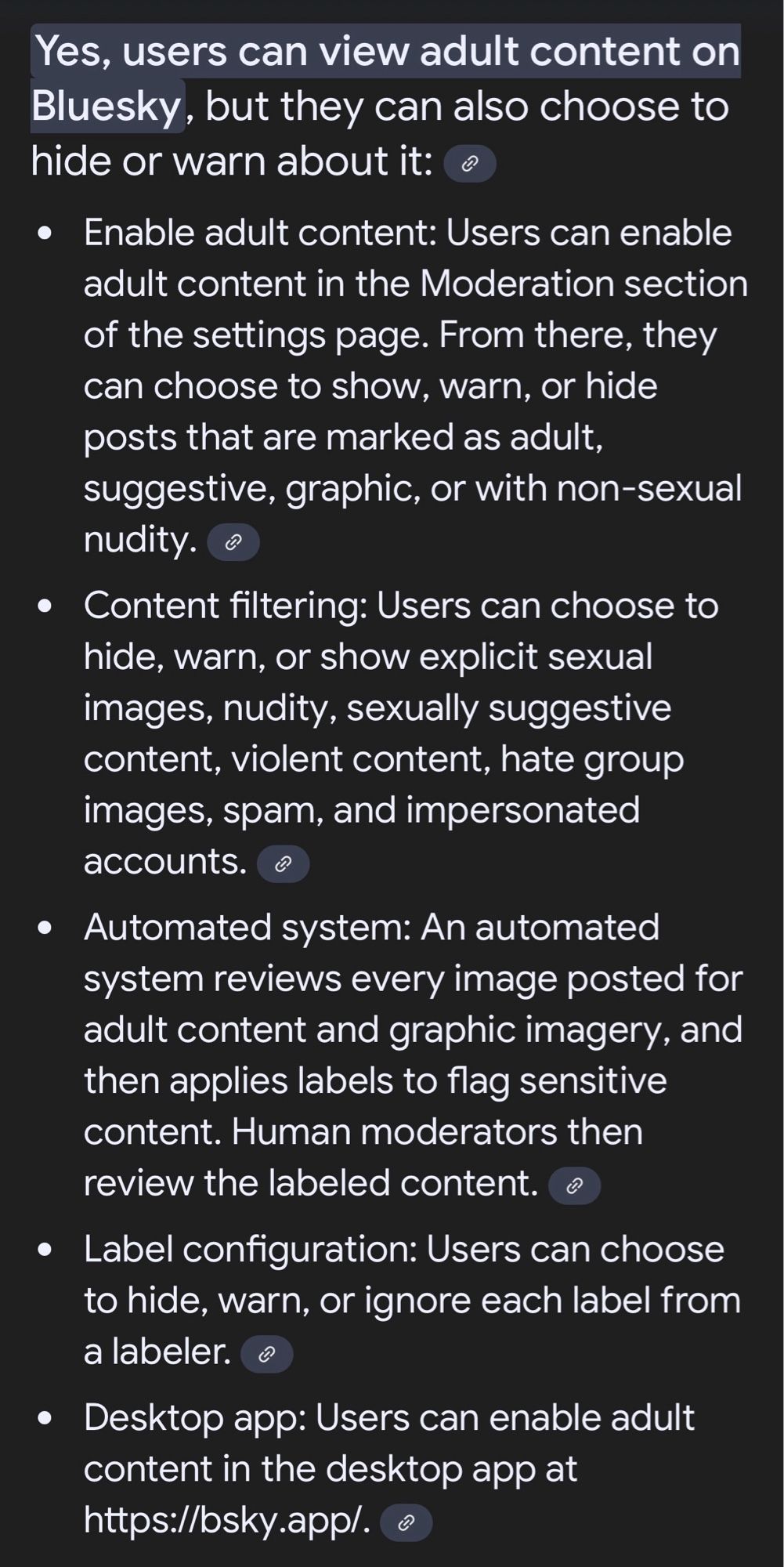 Does Bluesky allow adult content? Yes, but it must be enabled from a laptop or desktop in the browser app at bsky.app