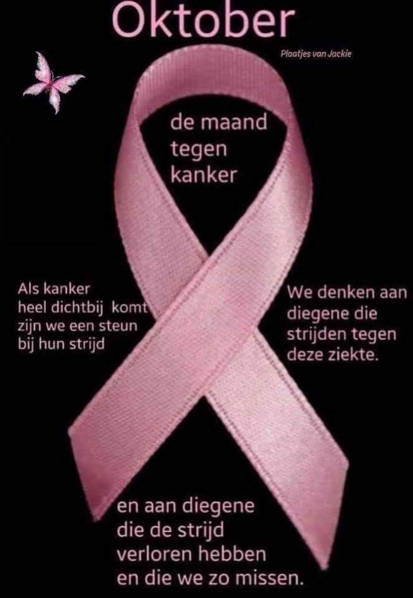 Roze strik 

Oktober,de maand tegen kanker