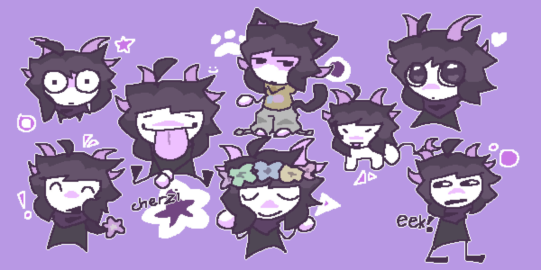 a bunch of silly designs i made for my oc