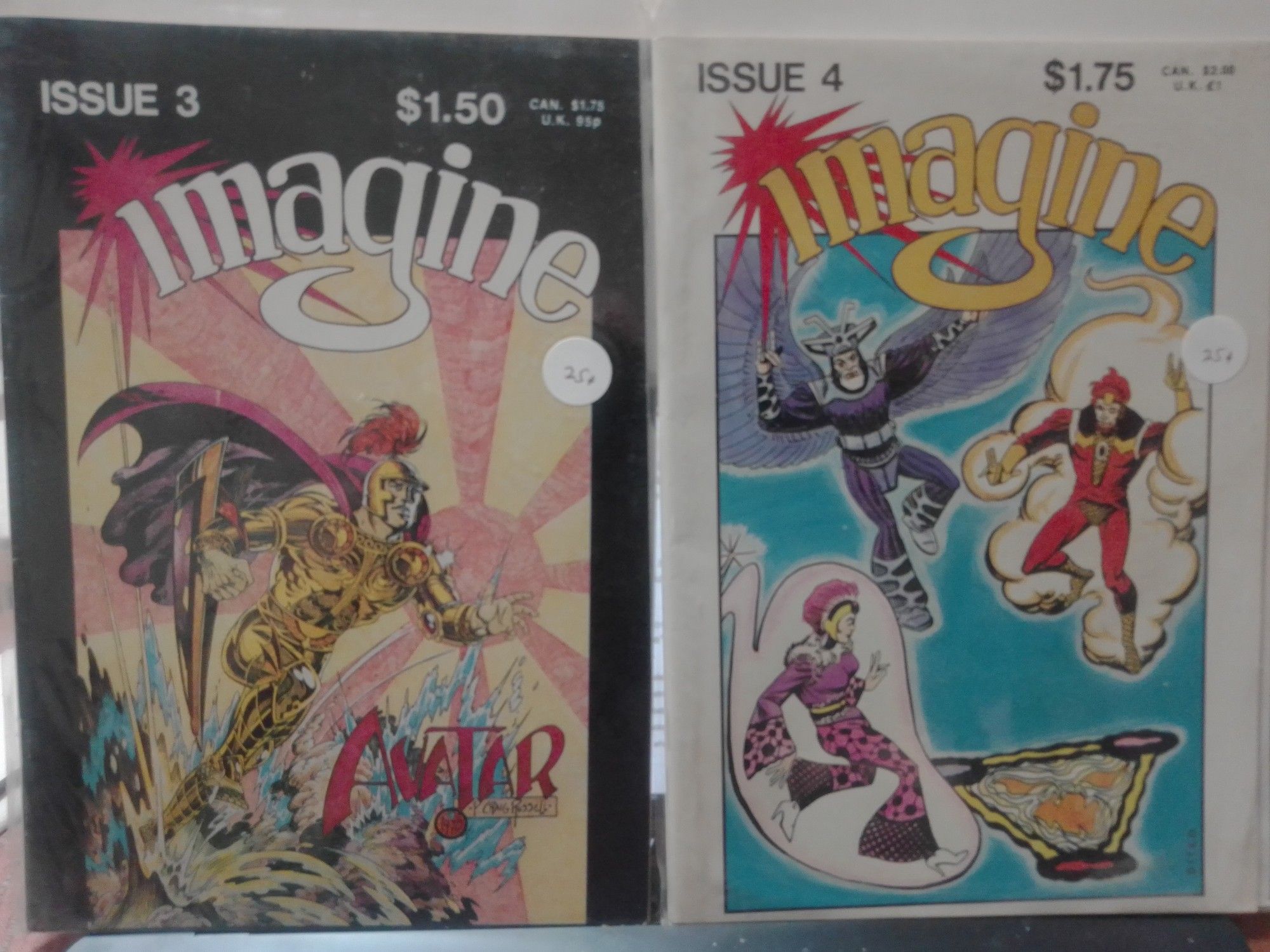 Covers to Imagine issues 3 and 4 by P Craig Russell and Steve Ditko, respectively