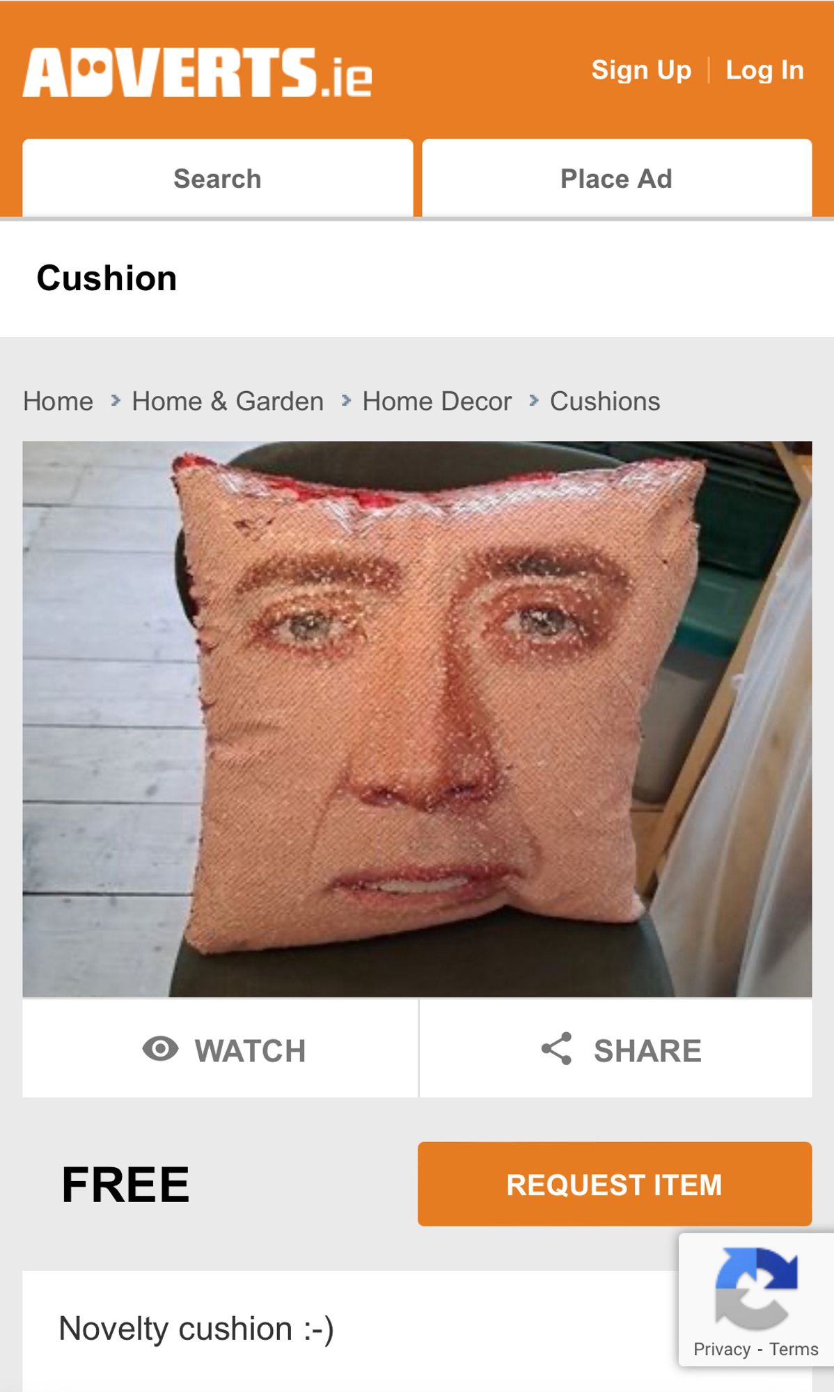 Nicholas Cage cushion for sale